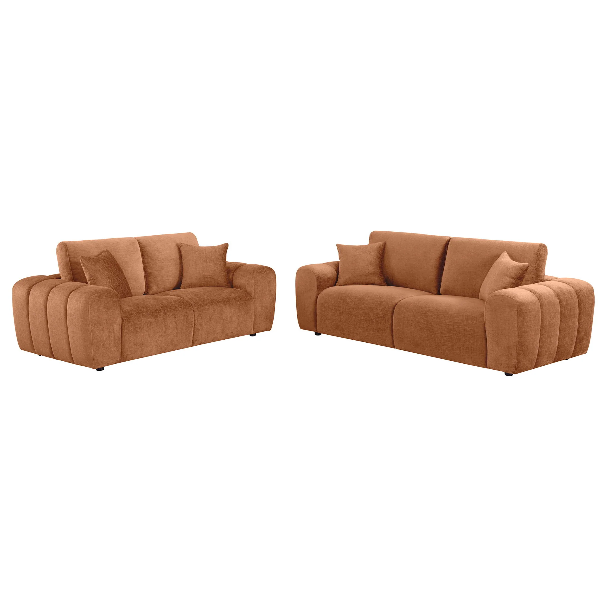 Burnett 2-piece Chenille Upholstered Sofa Set Burnt Orange - Image 3