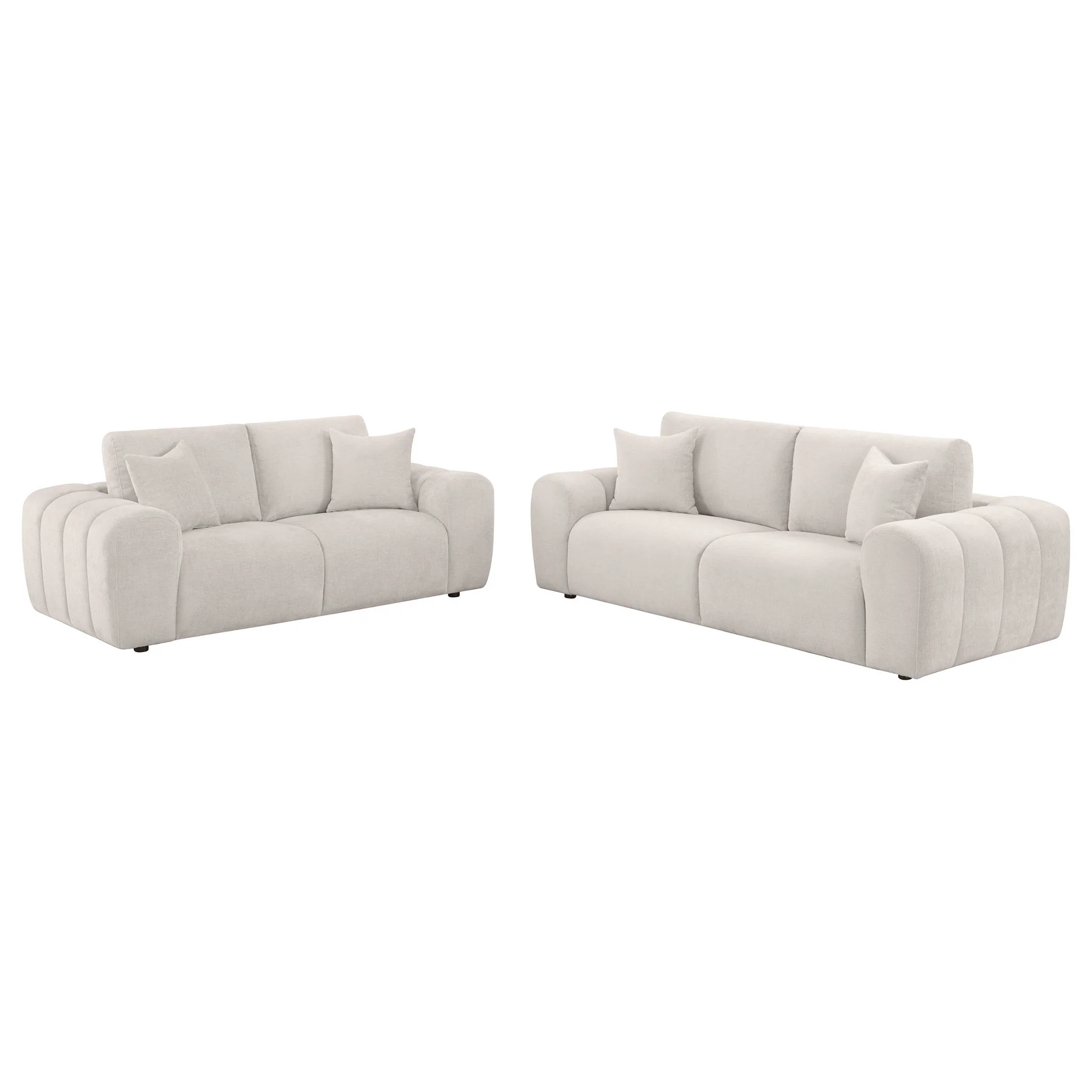 Burnett 2-piece Chenille Upholstered Sofa Set Ivory - Image 3