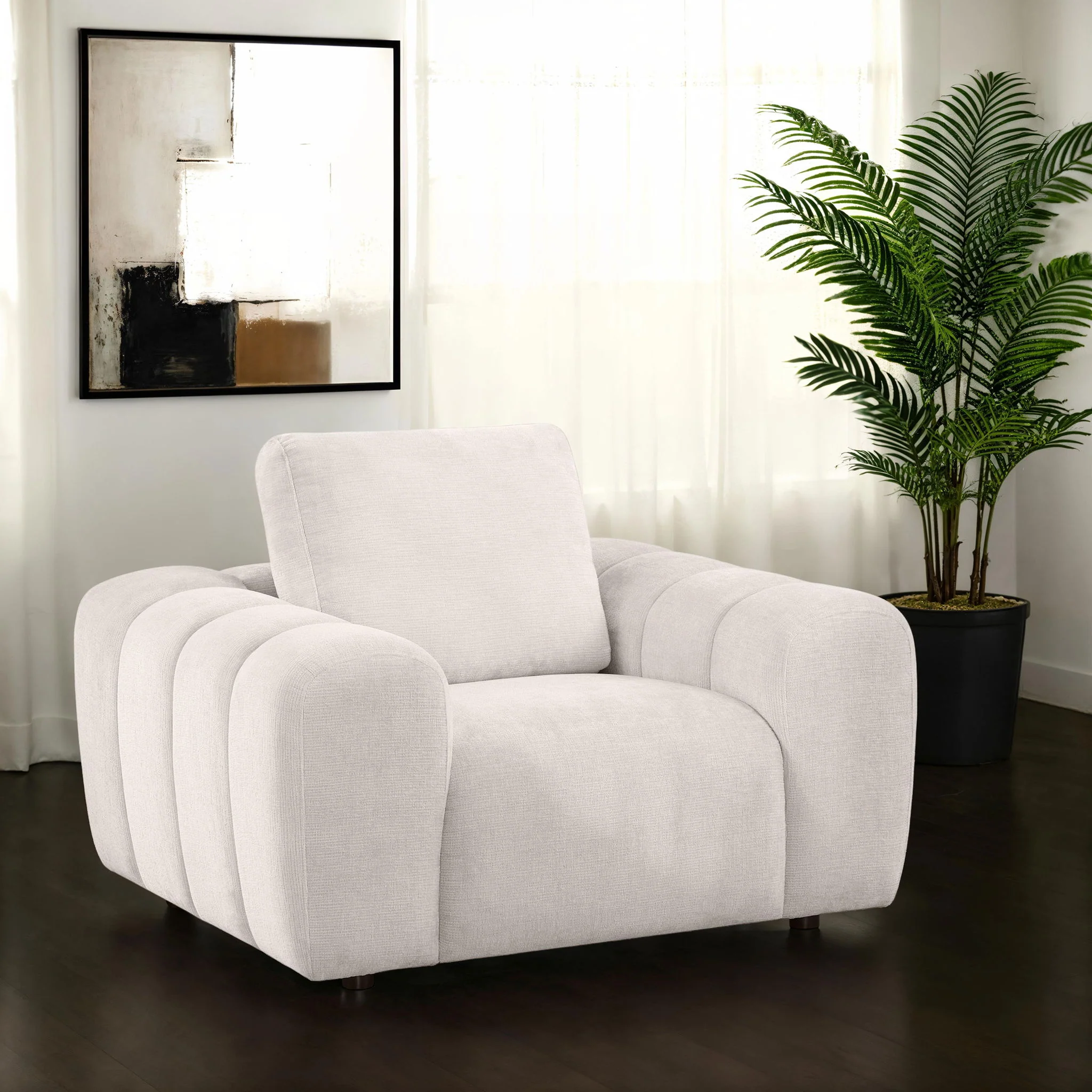 Burnett Chenille Upholstered Accent Chair Ivory - Image 4
