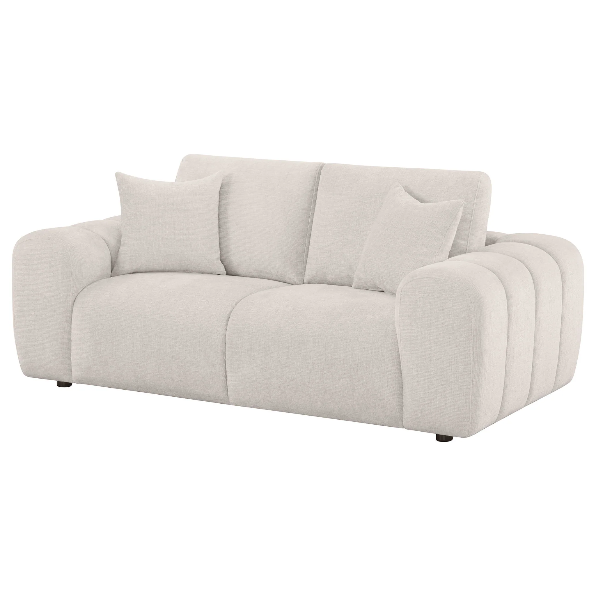 Burnett Chenille Upholstered Wide Arm Loveseat Ivory - Image 2