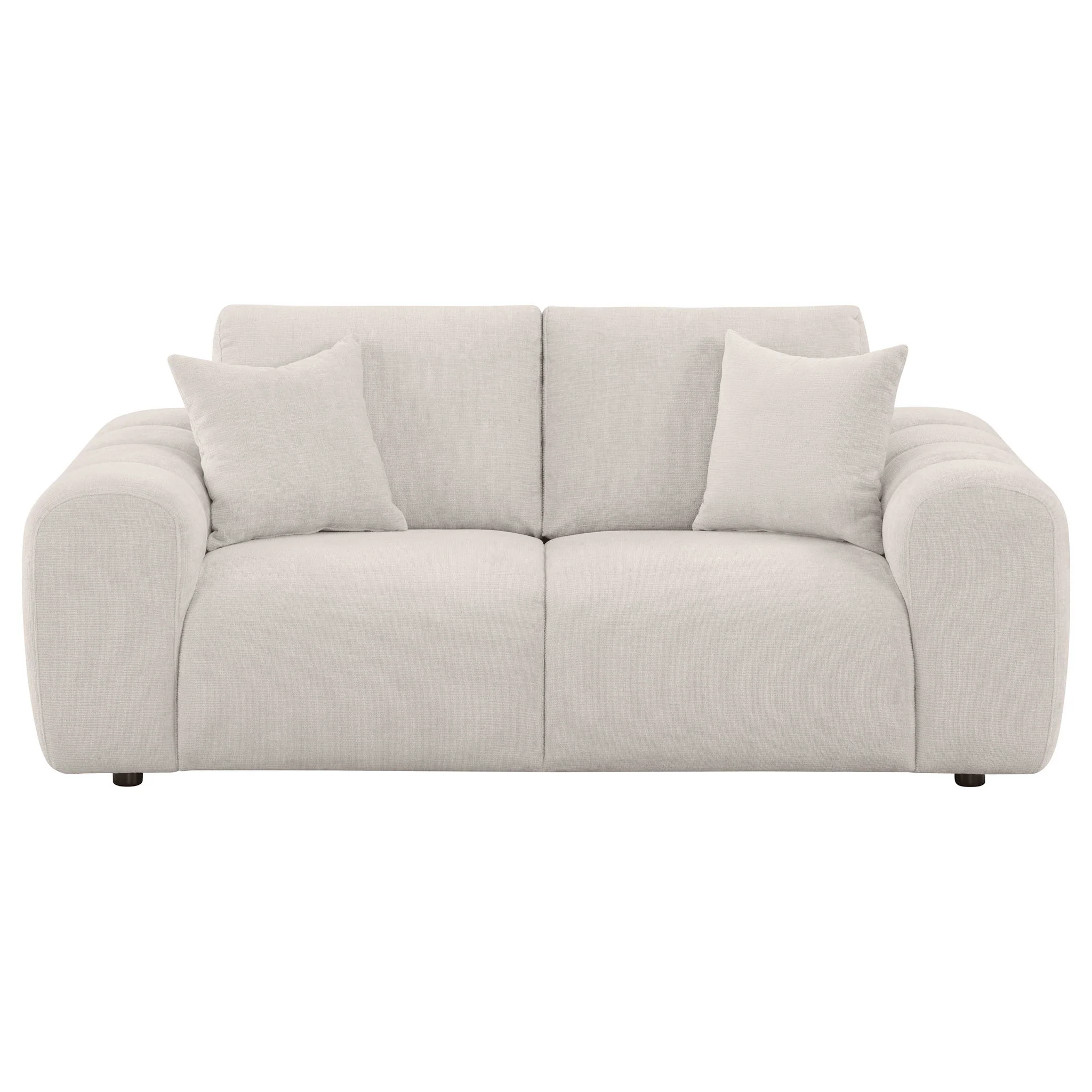 Burnett Chenille Upholstered Wide Arm Loveseat Ivory - Image 3
