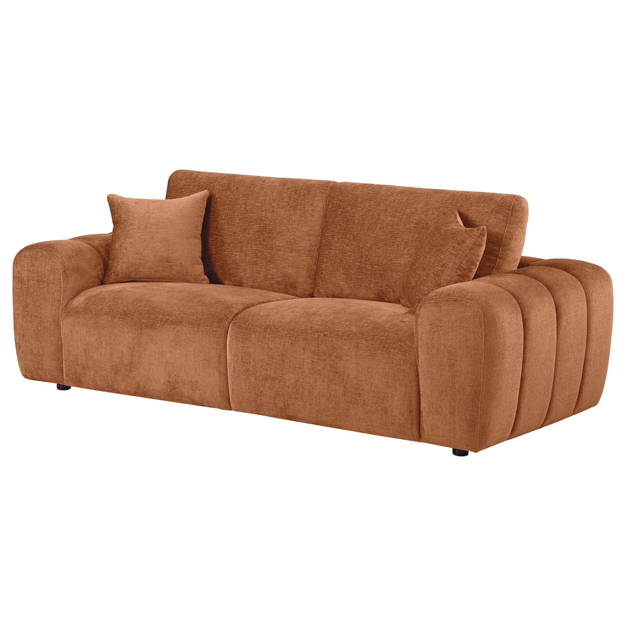 Burnett Chenille Upholstered Wide Arm Sofa Burnt Orange - Image 2