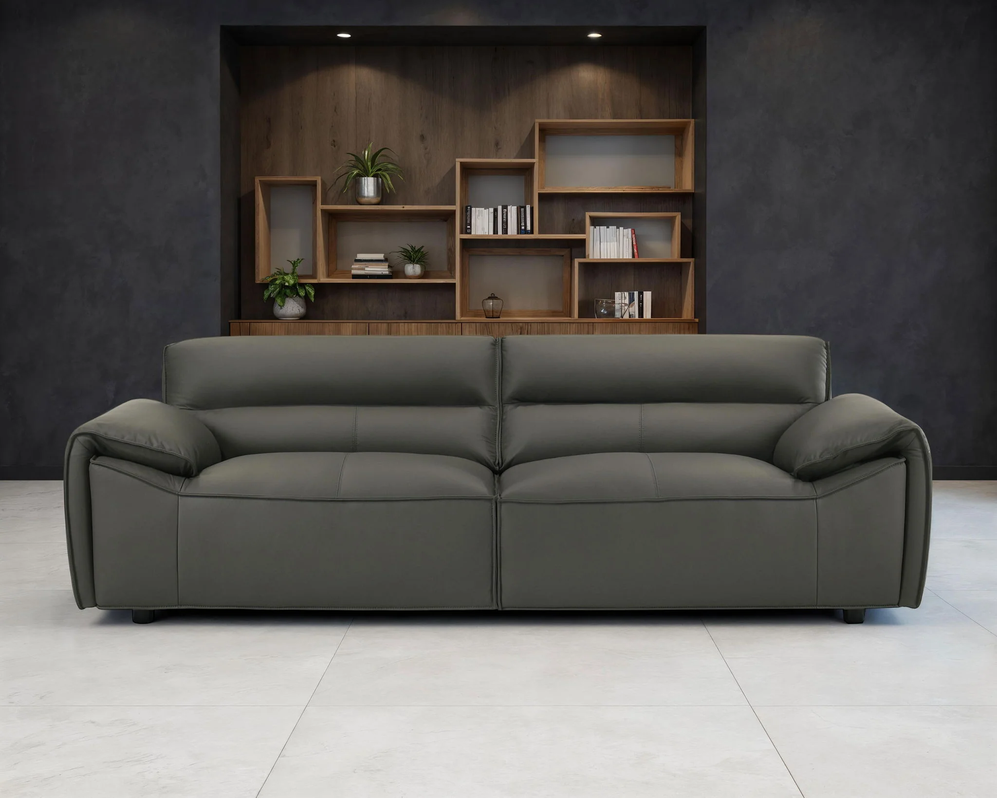 Buxton Top Grain Leather Upholstered Sofa Graphite - Image 2