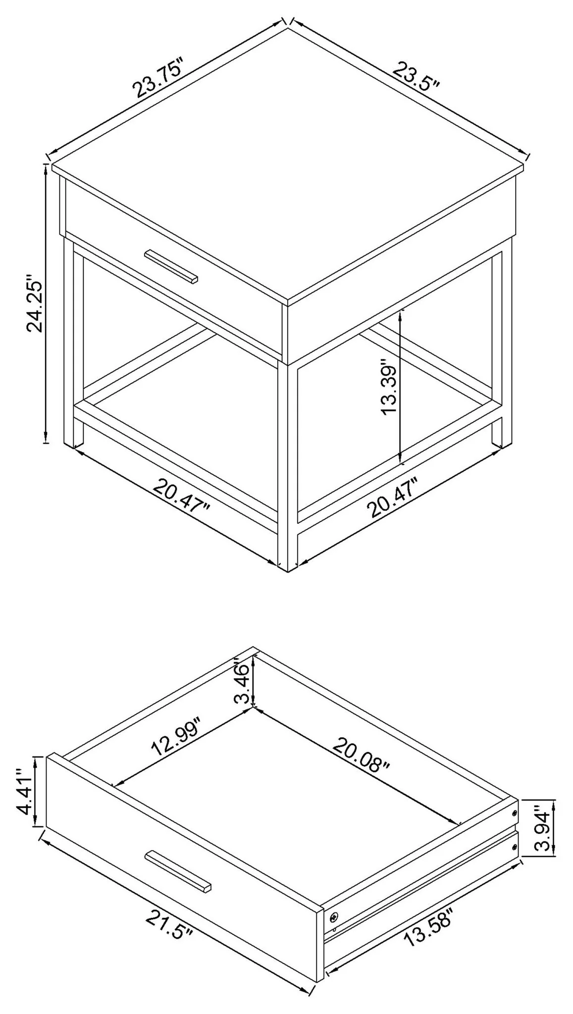 Byers 1-drawer Square Engineered Wood End Table Brown Oak - Image 2