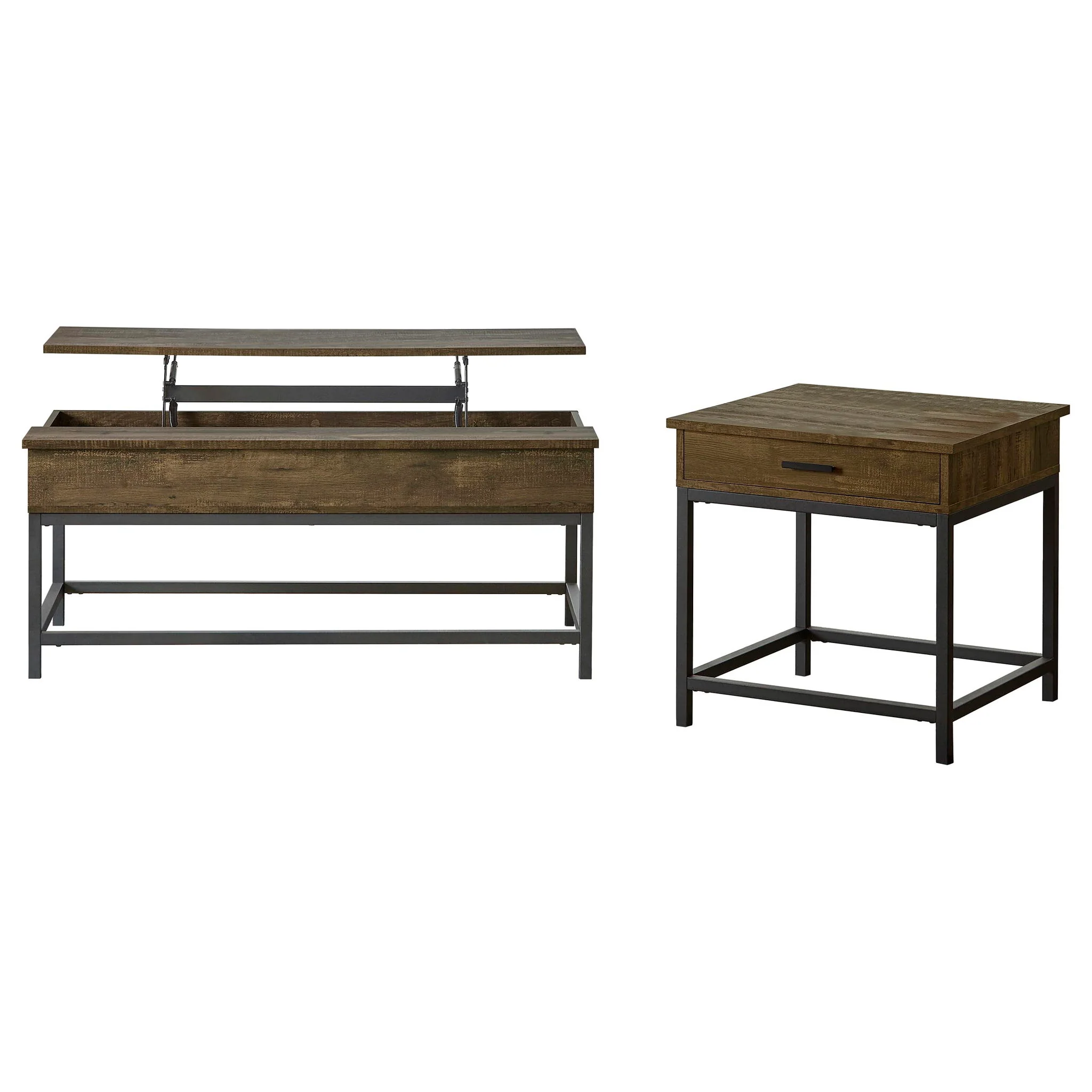 Byers 2-piece Lift Top Coffee and End Table Set Brown Oak - Image 4