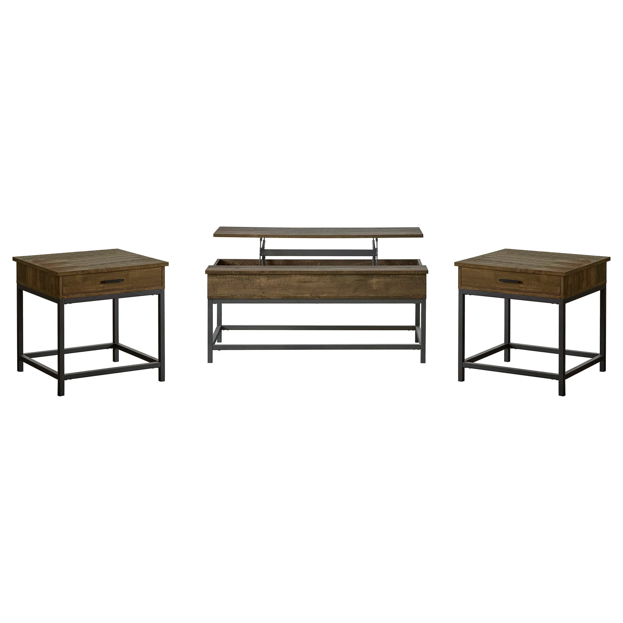 Byers 3-piece Lift Top Coffee and End Table Set Brown Oak - Image 2
