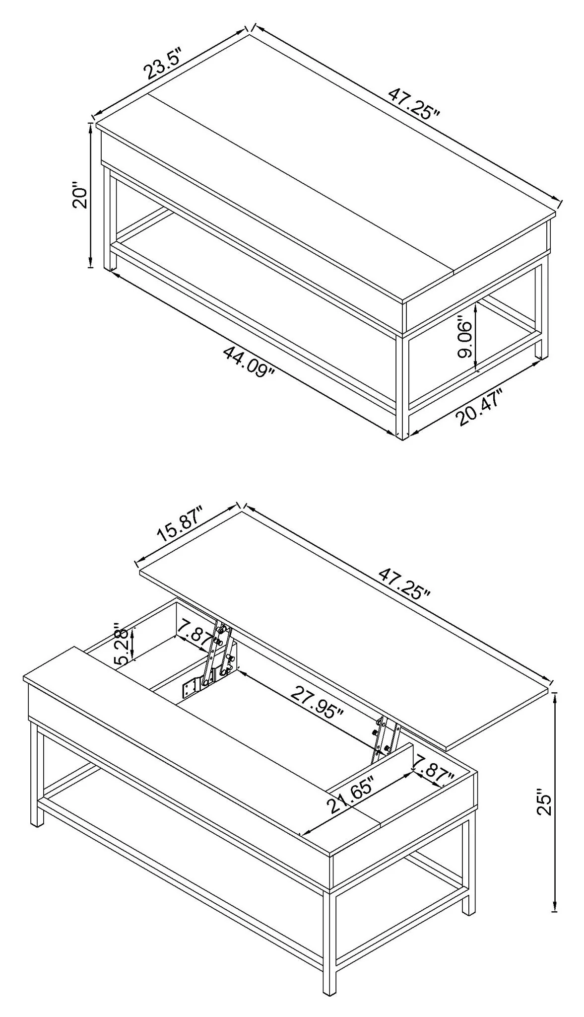 Byers Engineered Wood Lift Top Coffee Table Brown Oak - Image 3