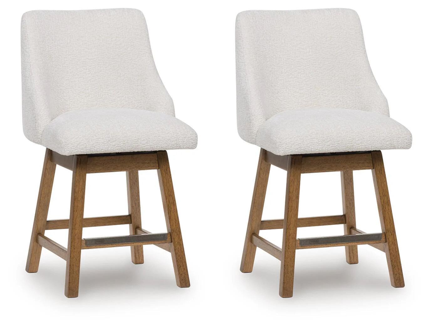 Cabalynn - Upholstered Swivel Barstool (Set of 2) - Oatmeal / Light Brown
