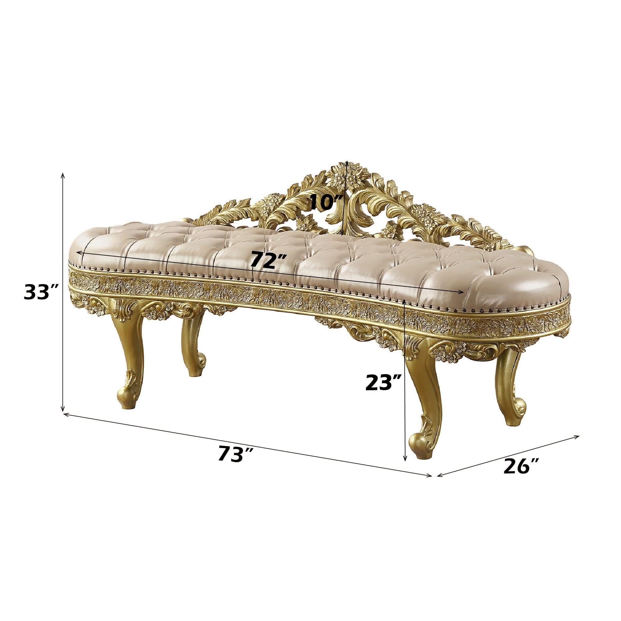 Cabriole - Synthetic Leather Bench - Gold - Image 4