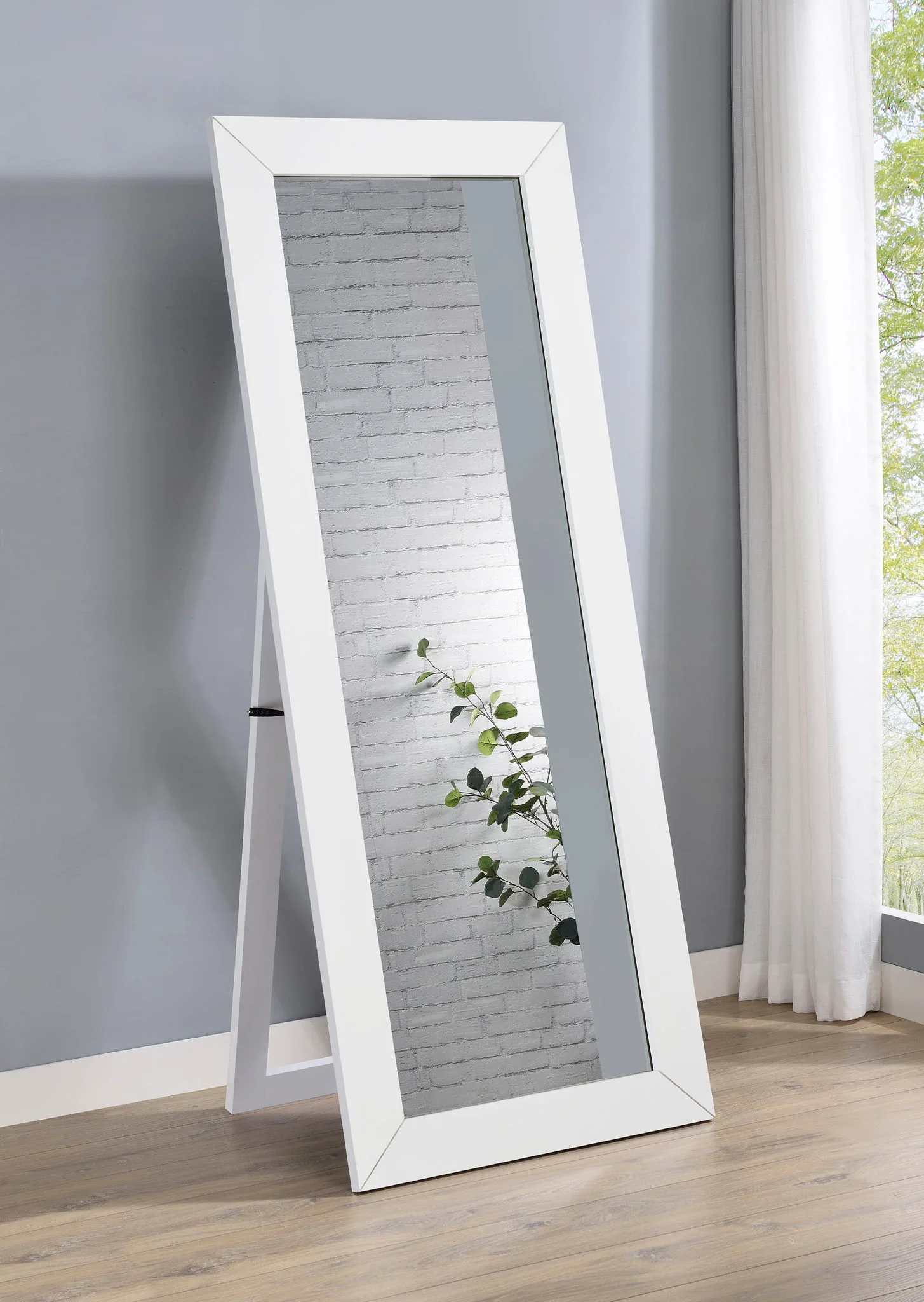 Cadence Tempered Glass Full Length Mirror White High Gloss - Image 3