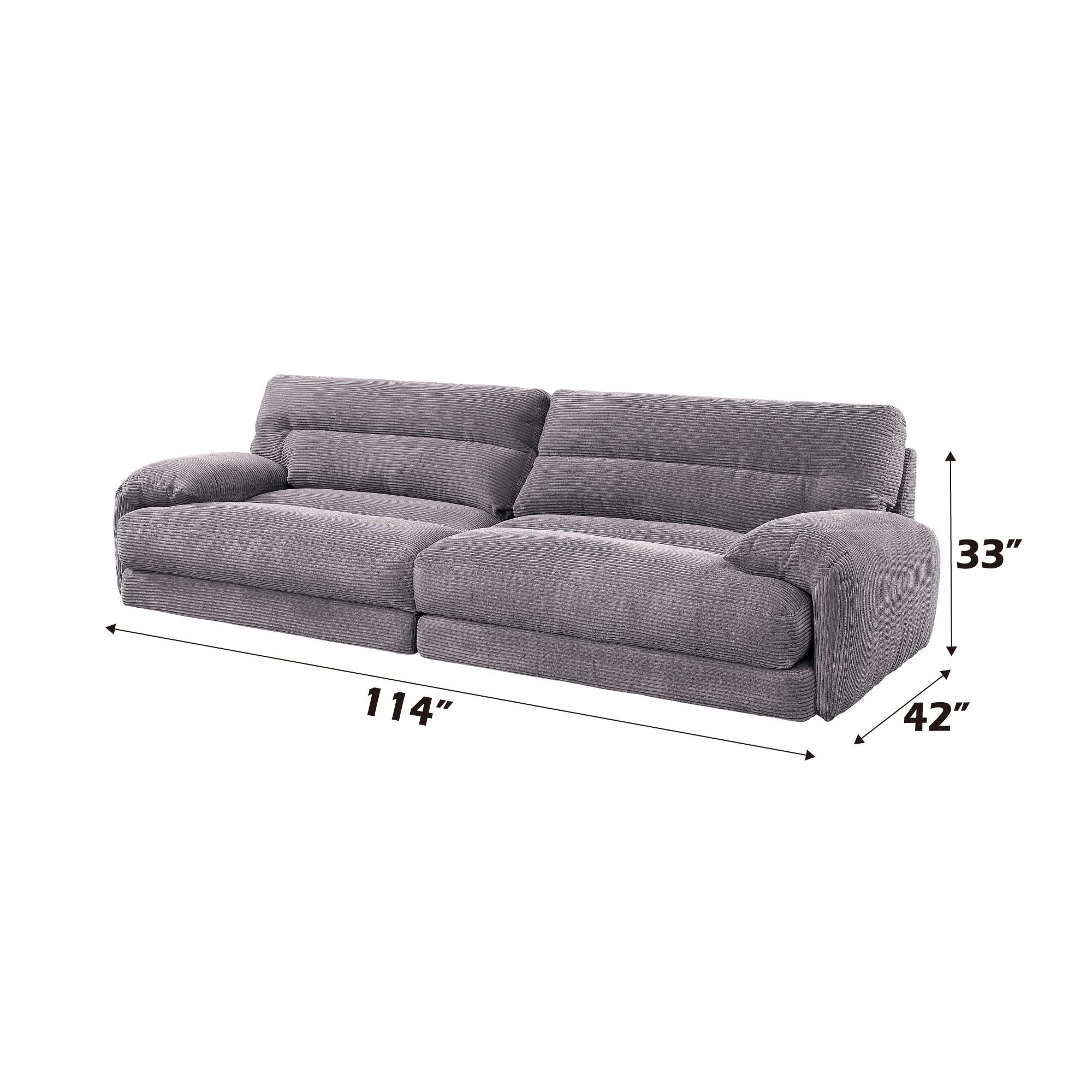 Cadenza - Corduroy 2 Piece Living Room Set - Gray - Image 3