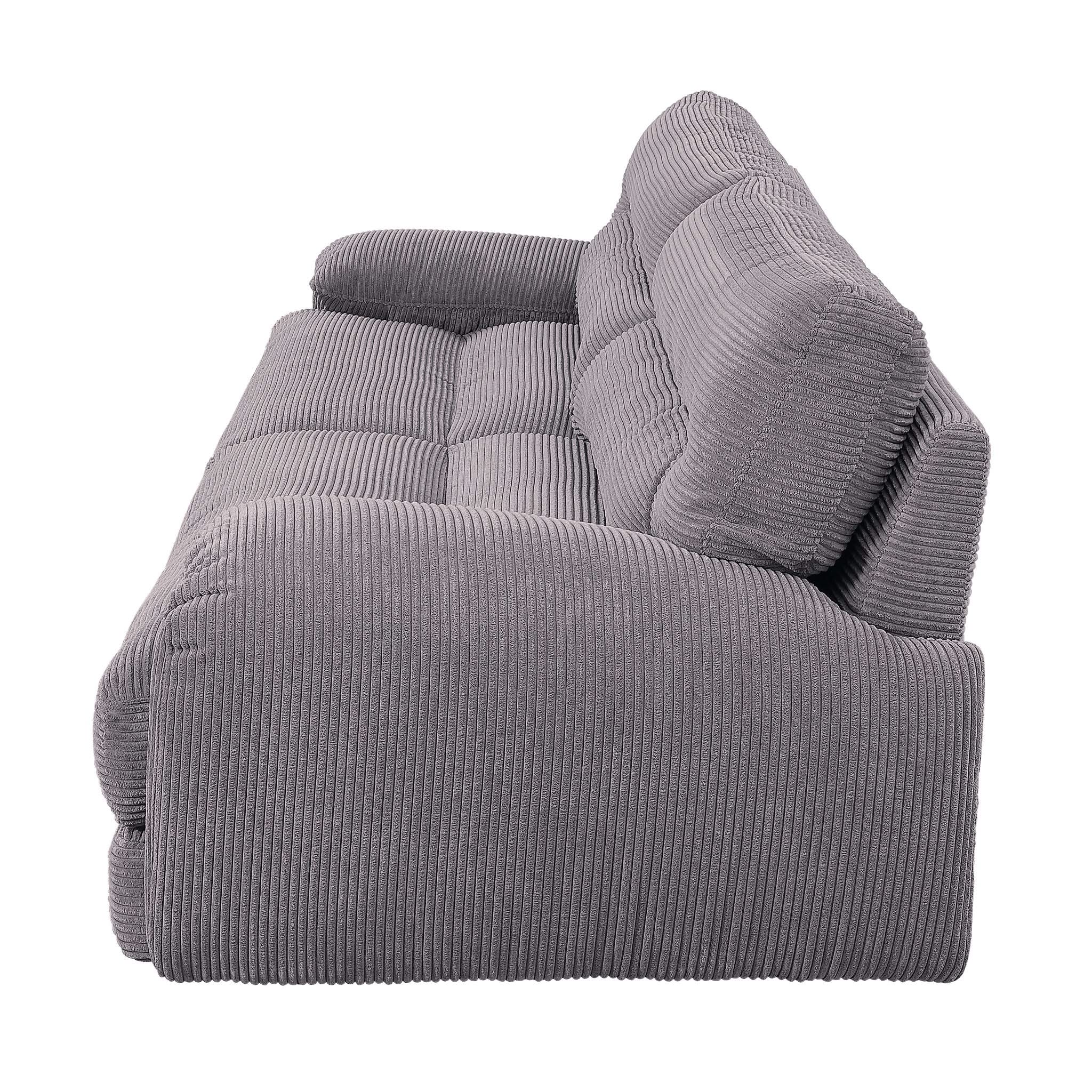 Cadenza - Corduroy 2 Piece Living Room Set - Gray - Image 4