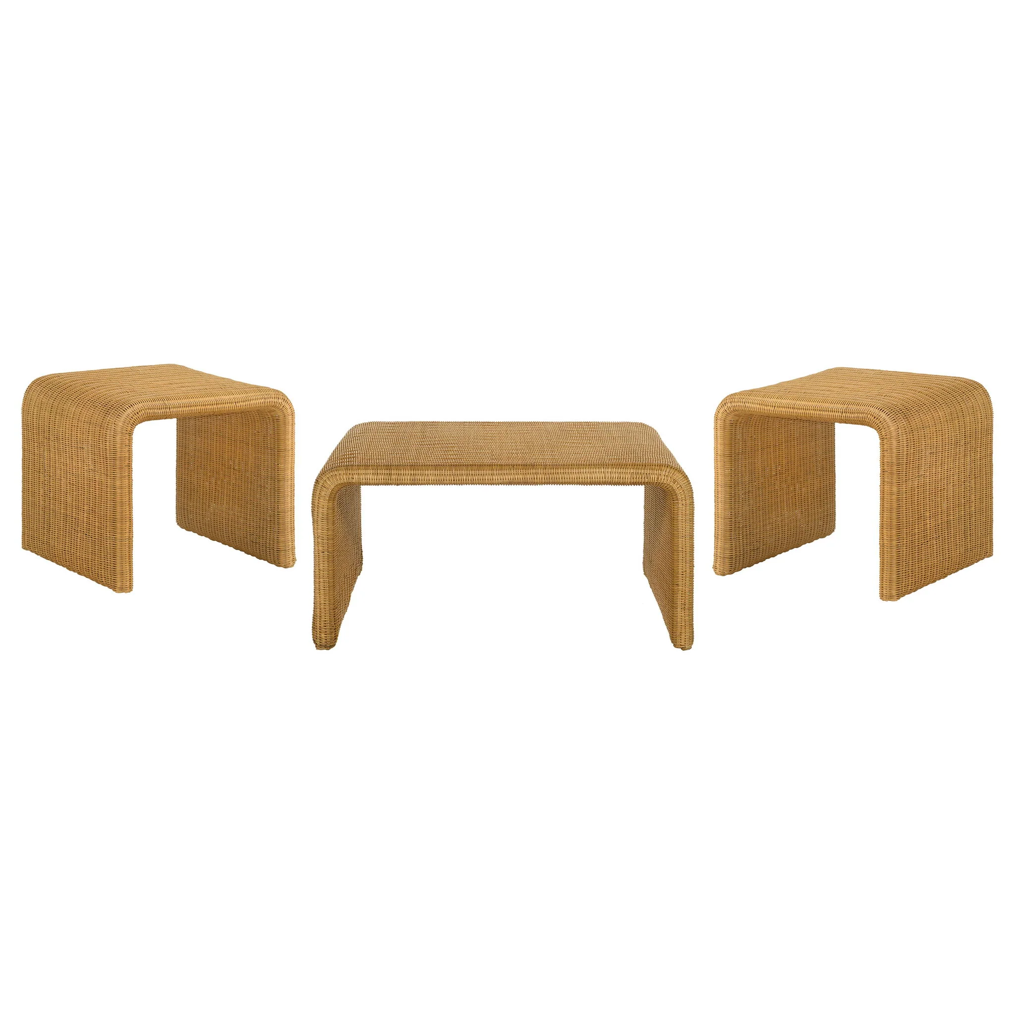 Cahya 3-piece Rattan Coffee and End Table Set Natural - Image 3