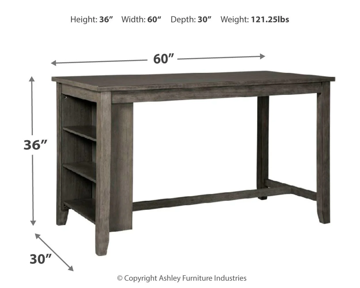 Caitbrook - Rectangular Dining Room Counter Table - Gray - Image 2