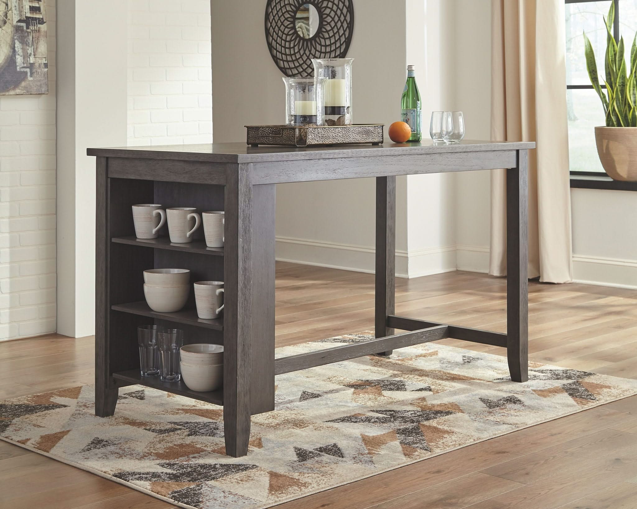 Caitbrook - Rectangular Dining Room Counter Table - Gray - Image 3