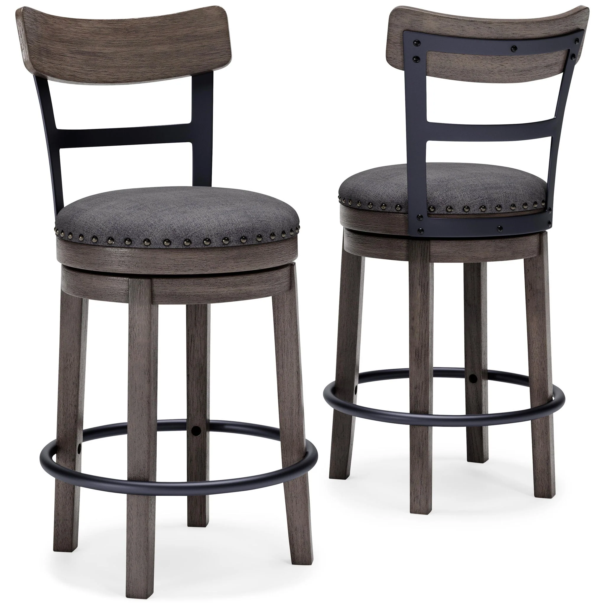 Caitbrook - UPH Swivel Barstool - Gray - Image 2