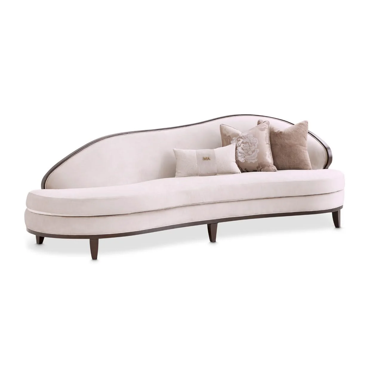 Camellia Field - Asymmetrical Velvet Sofa - Beige / Dark Brown - Image 3