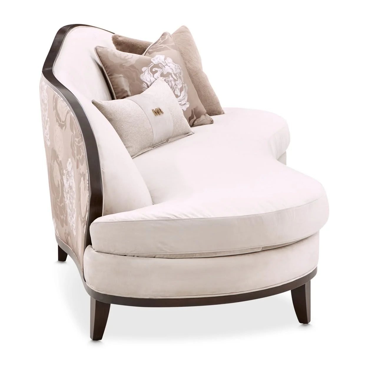 Camellia Field - Asymmetrical Velvet Sofa - Beige / Dark Brown - Image 4