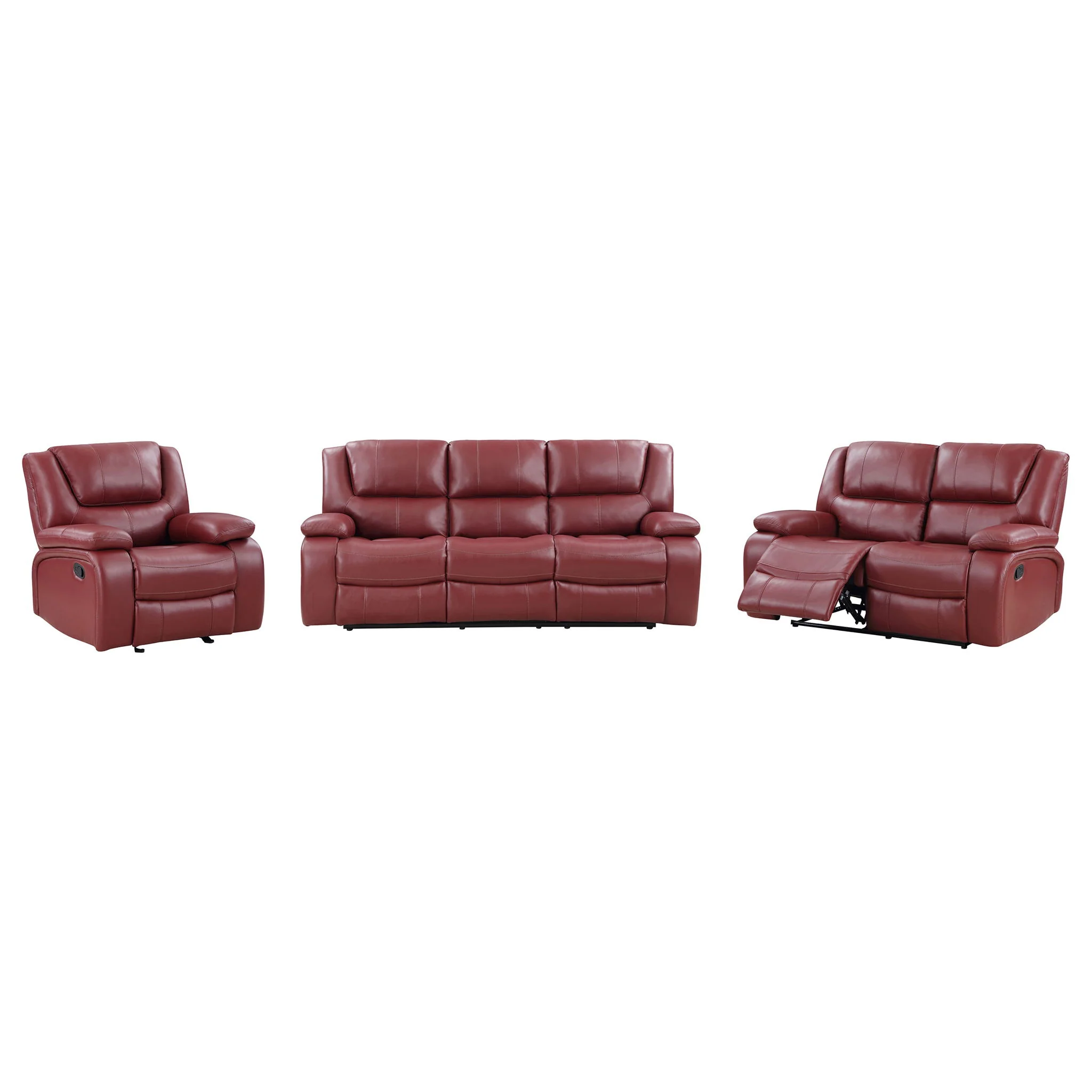 Camila 3-piece Upholstered Reclining Sofa Set Red - Image 4