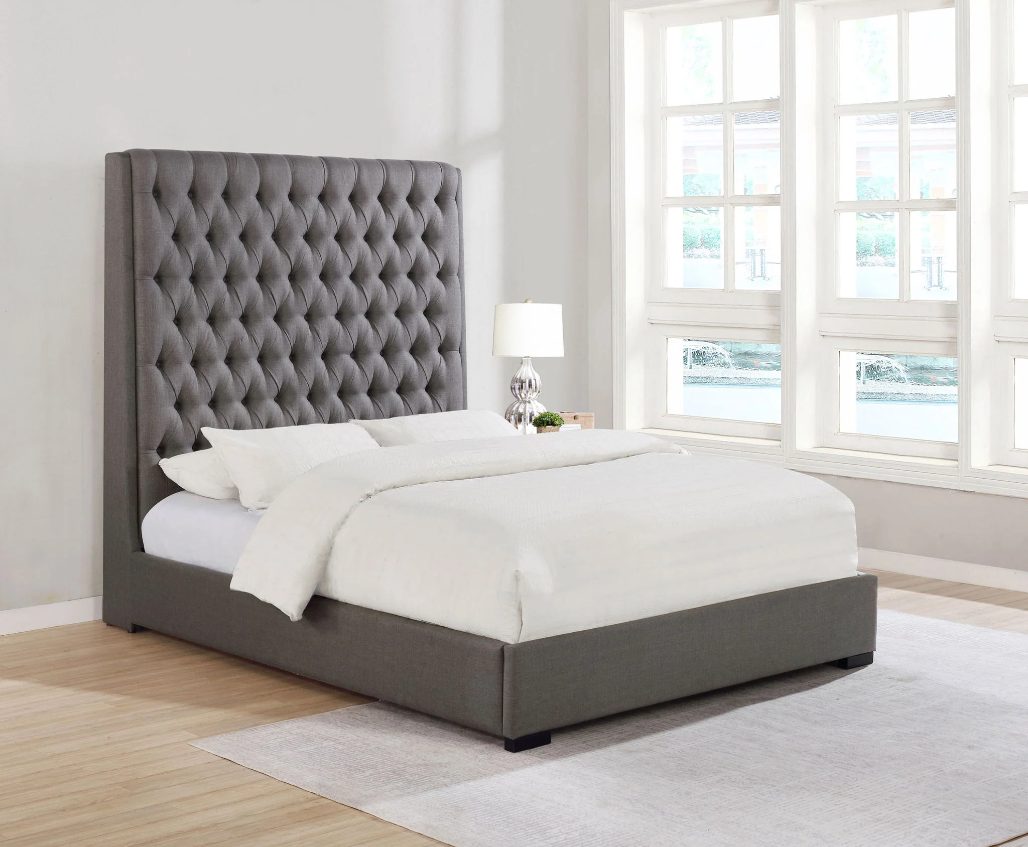 Camille Upholstered California King Panel Bed Grey - Image 3