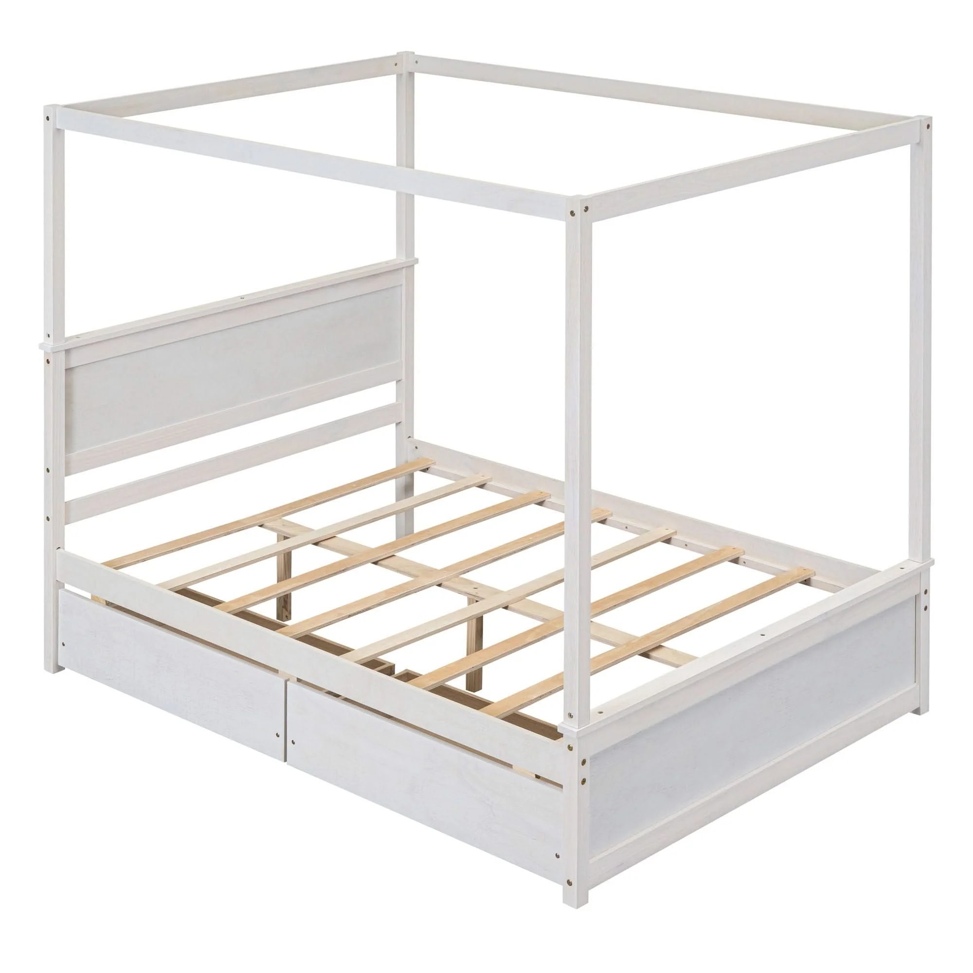 Canopy Platform Bed With Drawers, Support Slats, No Box Spring Needed - Image 6