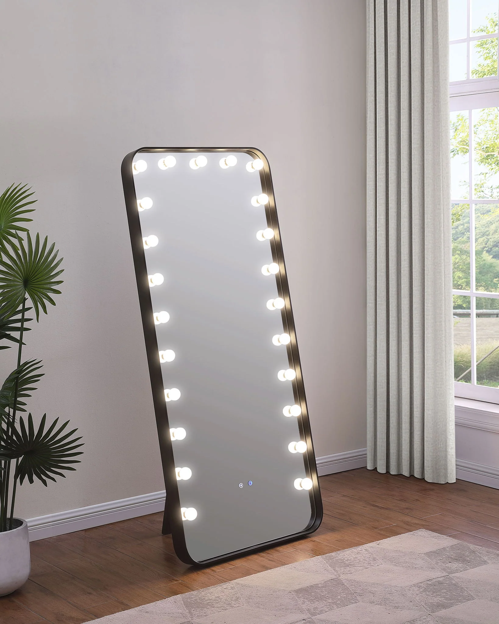 Canton 32 x 71 Inch LED Standing Mirror with Speakers Black - Image 2