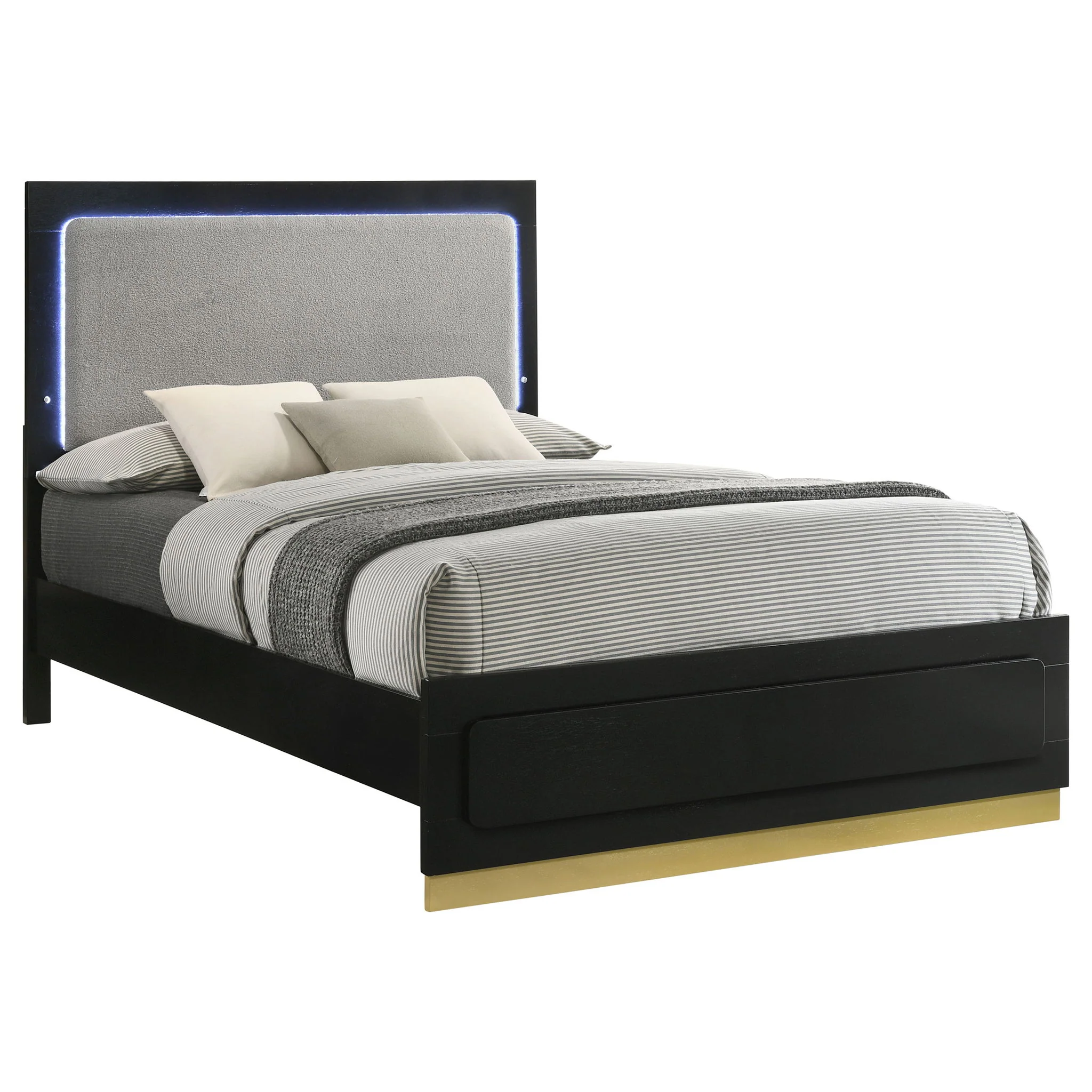 Caraway Wood Queen LED Panel Bed Black - Image 2