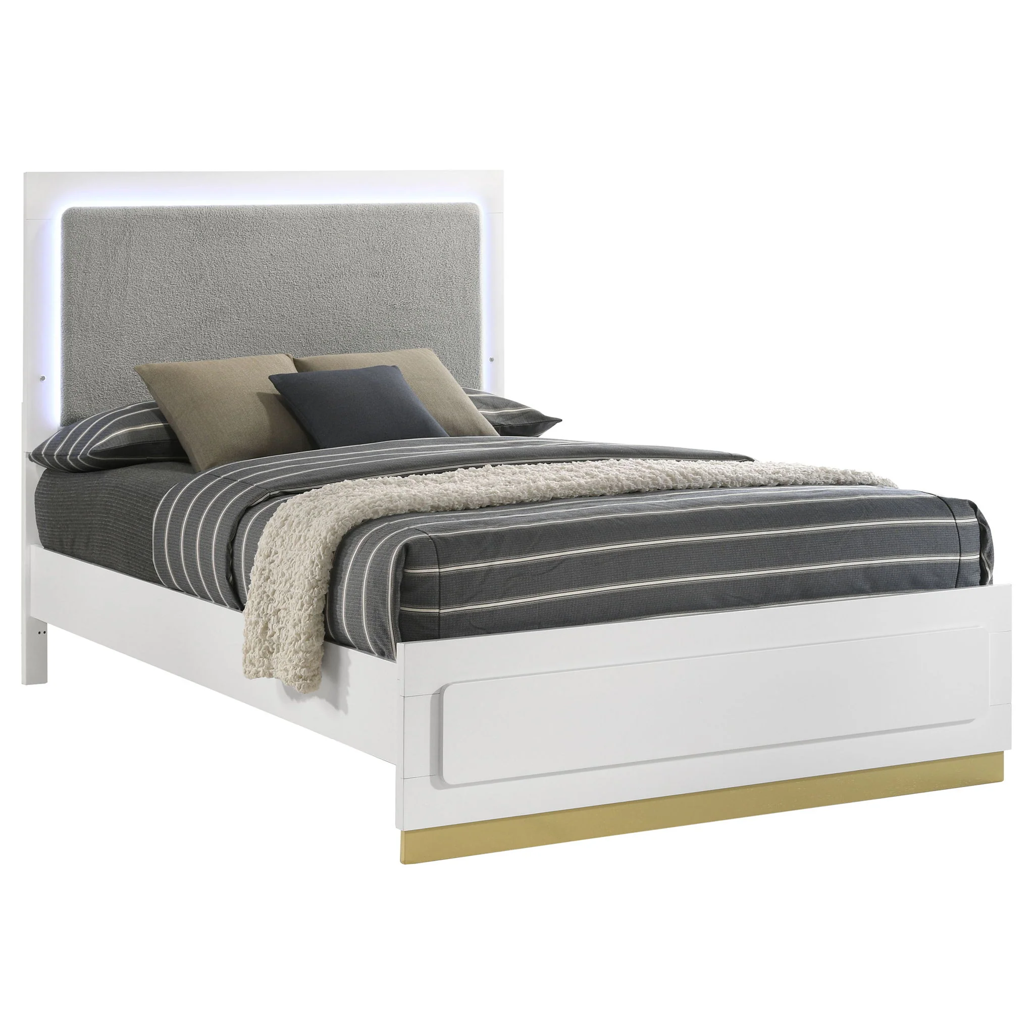 Caraway Wood Queen LED Panel Bed White - Image 3