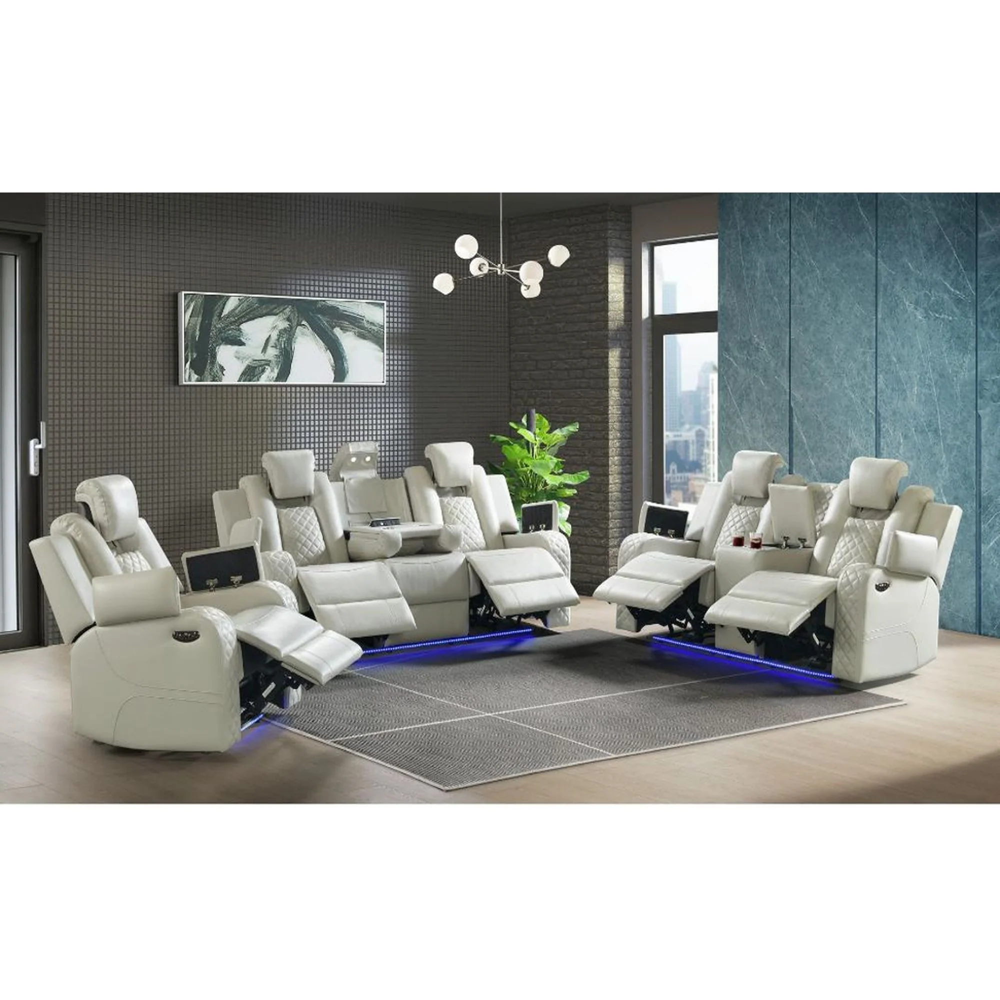 Carlo - Power Motion Sofa With Power Headrest, Dropdown Table, Power Strip, LED And Reading Light - Image 8