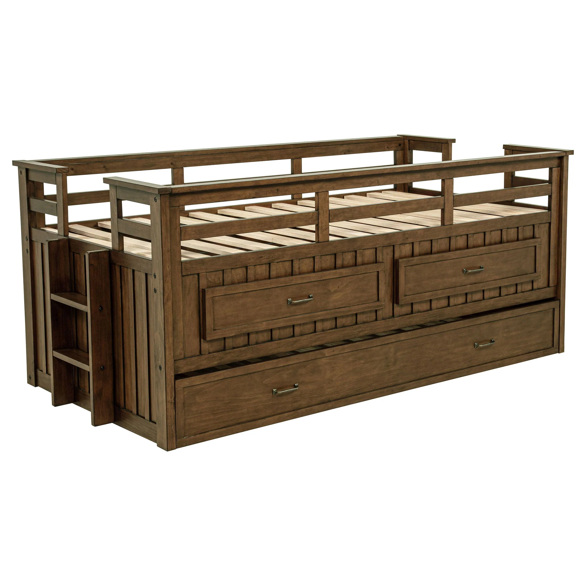 Carlsbad Wood Twin Captains Bed With Trundle Medium Brown - Image 4