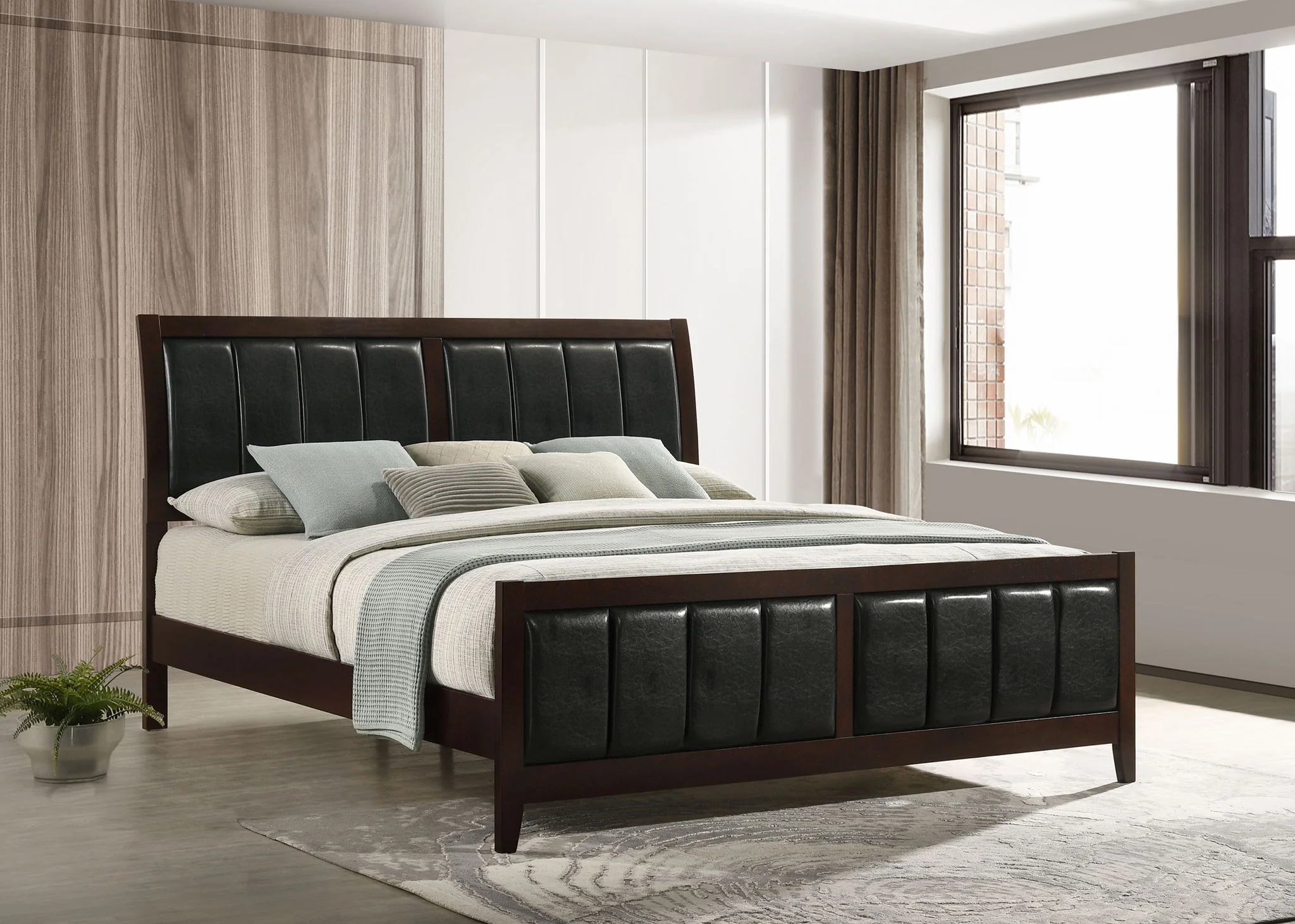 Carlton Wood Eastern King Panel Bed Cappuccino - Image 3