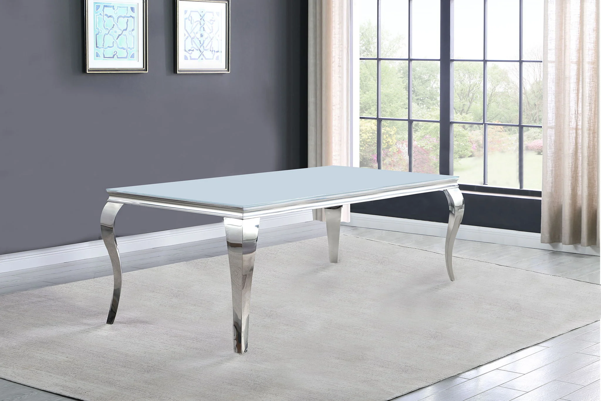 Carone Rectangular 81-inch Glass Top Dining Table White - Image 3