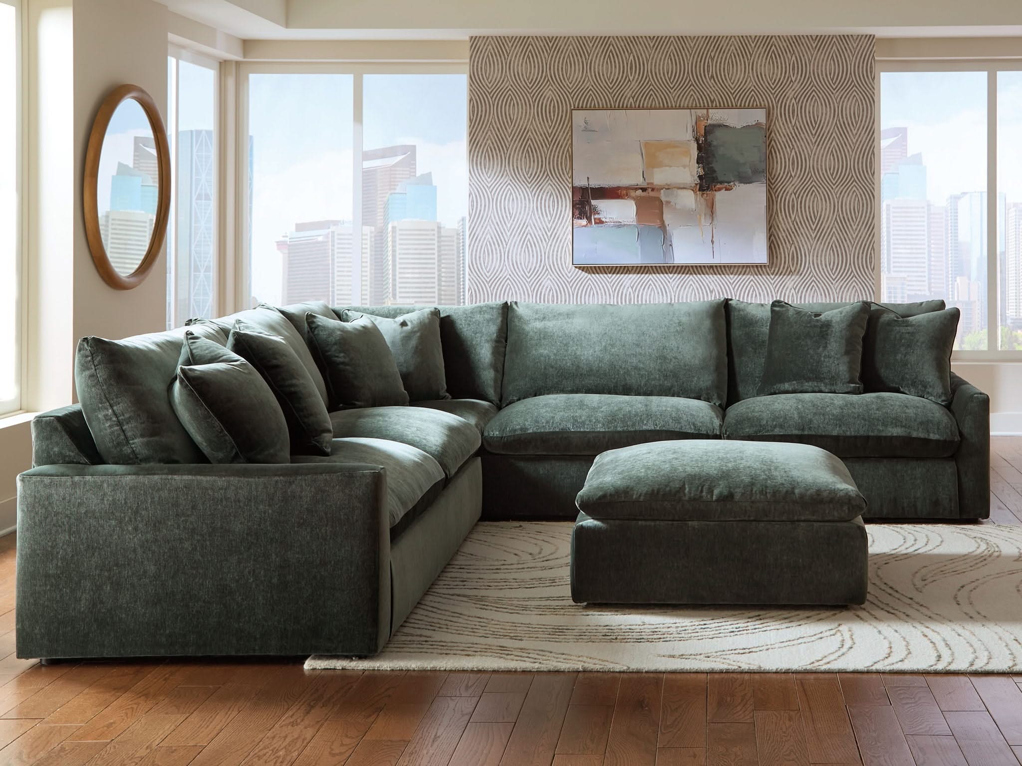 Carriage View - 3-Piece Sectional - Jade - Image 2