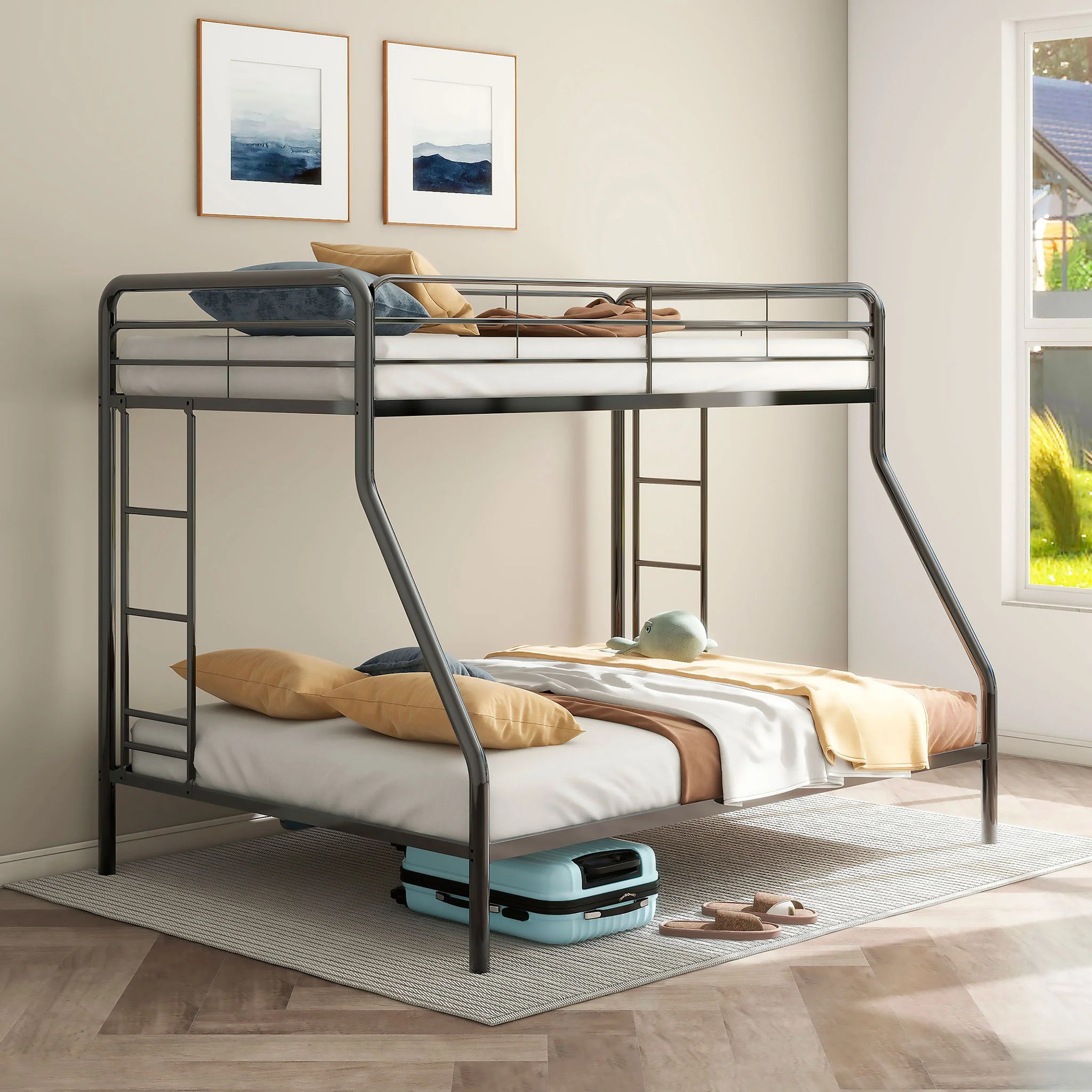Carson Metal Twin Over Full Bunk Bed Glossy Black - Image 3