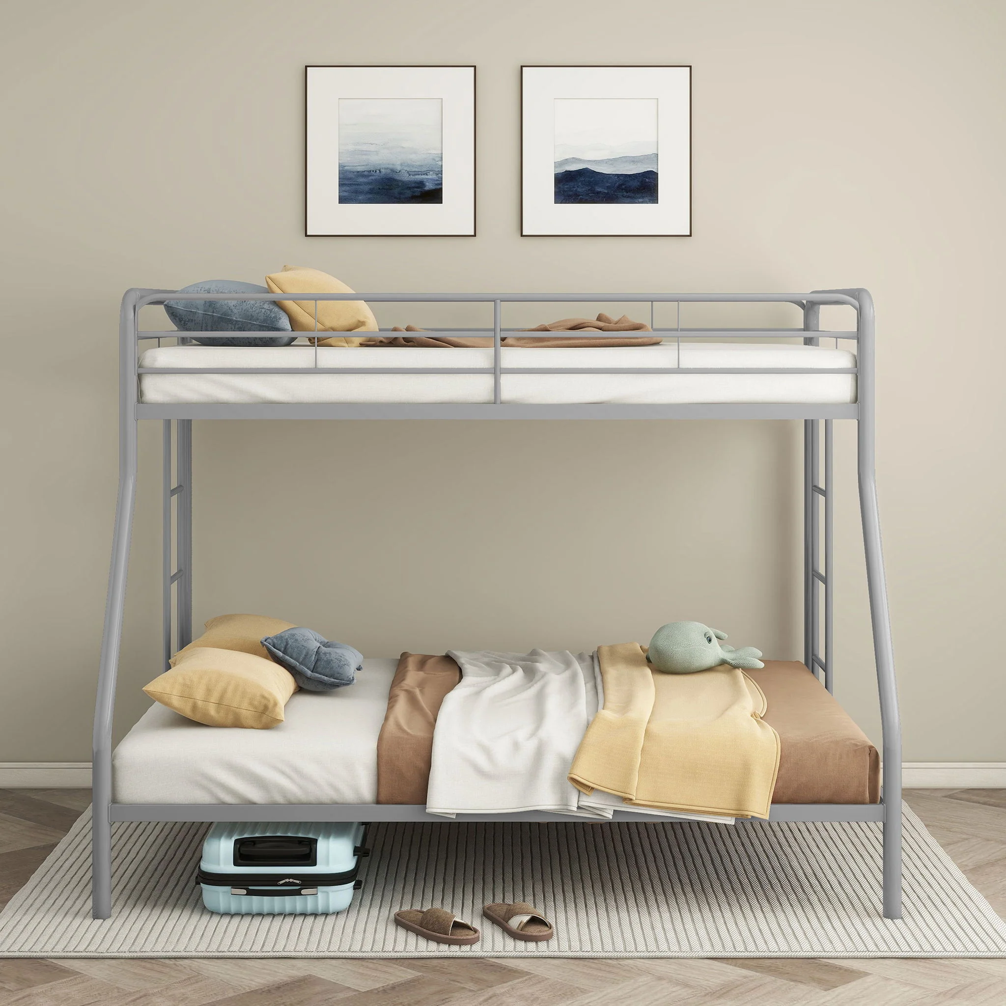 Carson Metal Twin Over Full Bunk Bed Glossy Silver - Image 3