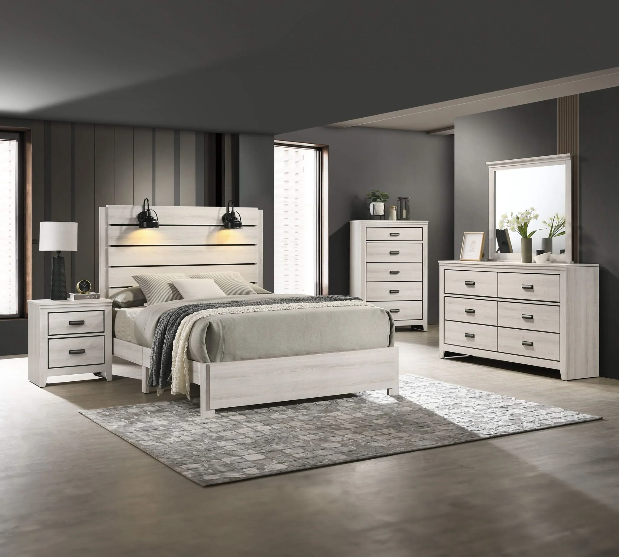 Carter - Queen 5 Piece Bedroom Set - White