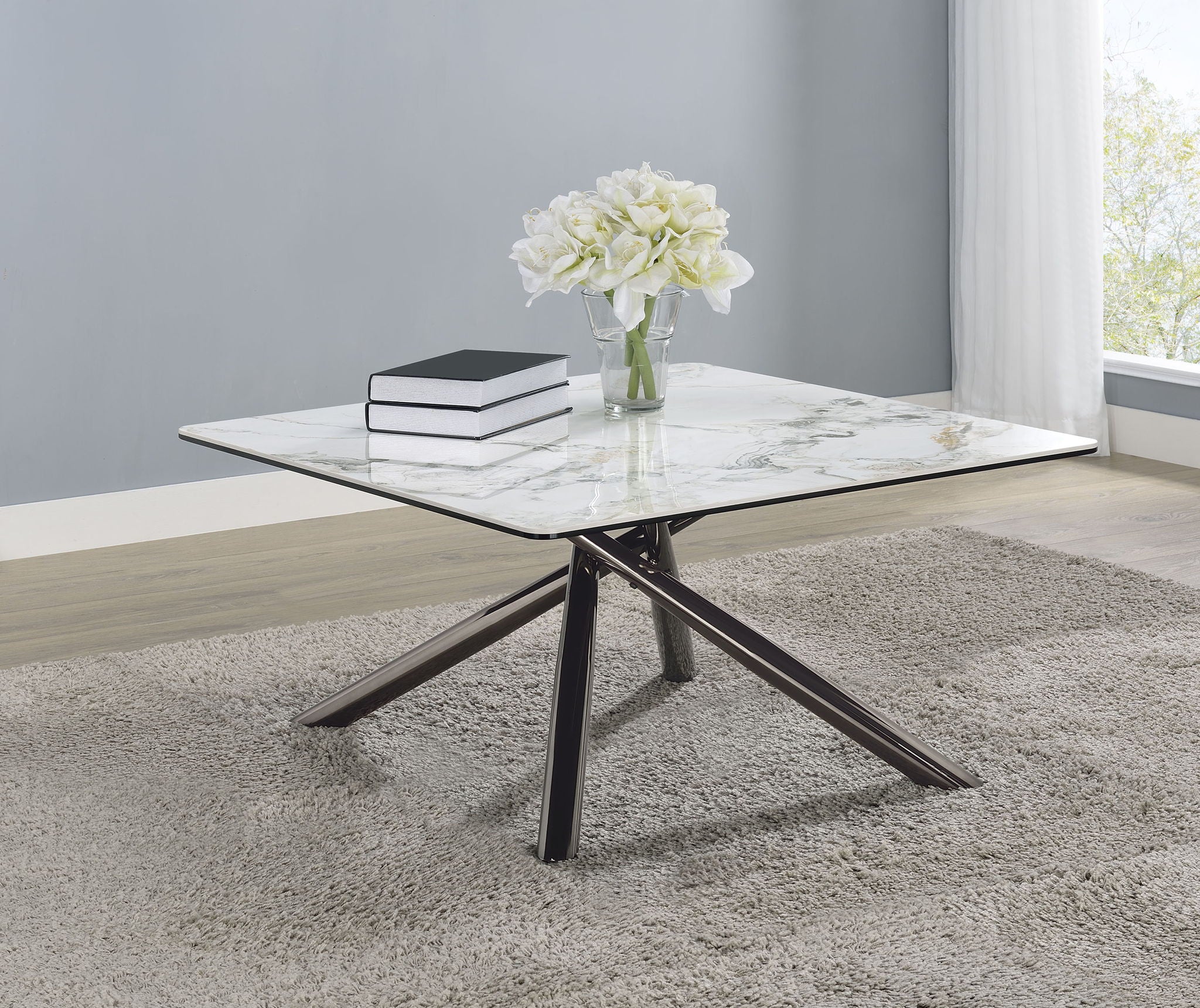 Carvell Square Sintered Stone Top Coffee Table Mirage White - Image 4