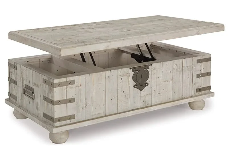 Carynhurst Light Gray Rustic Farmhouse Lift Top Coffee Table - Image 3
