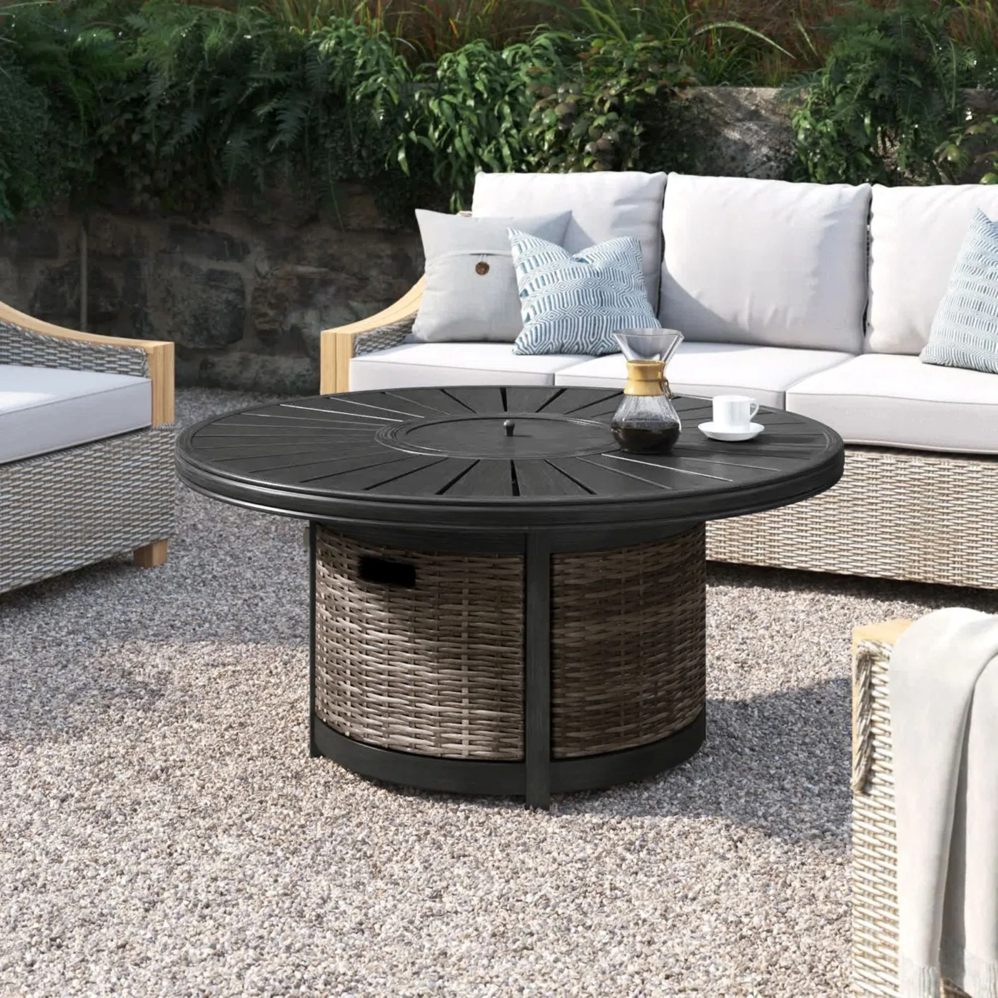Cassara Resort - Propane Outdoor Fire Pit Table - Brown - Image 2
