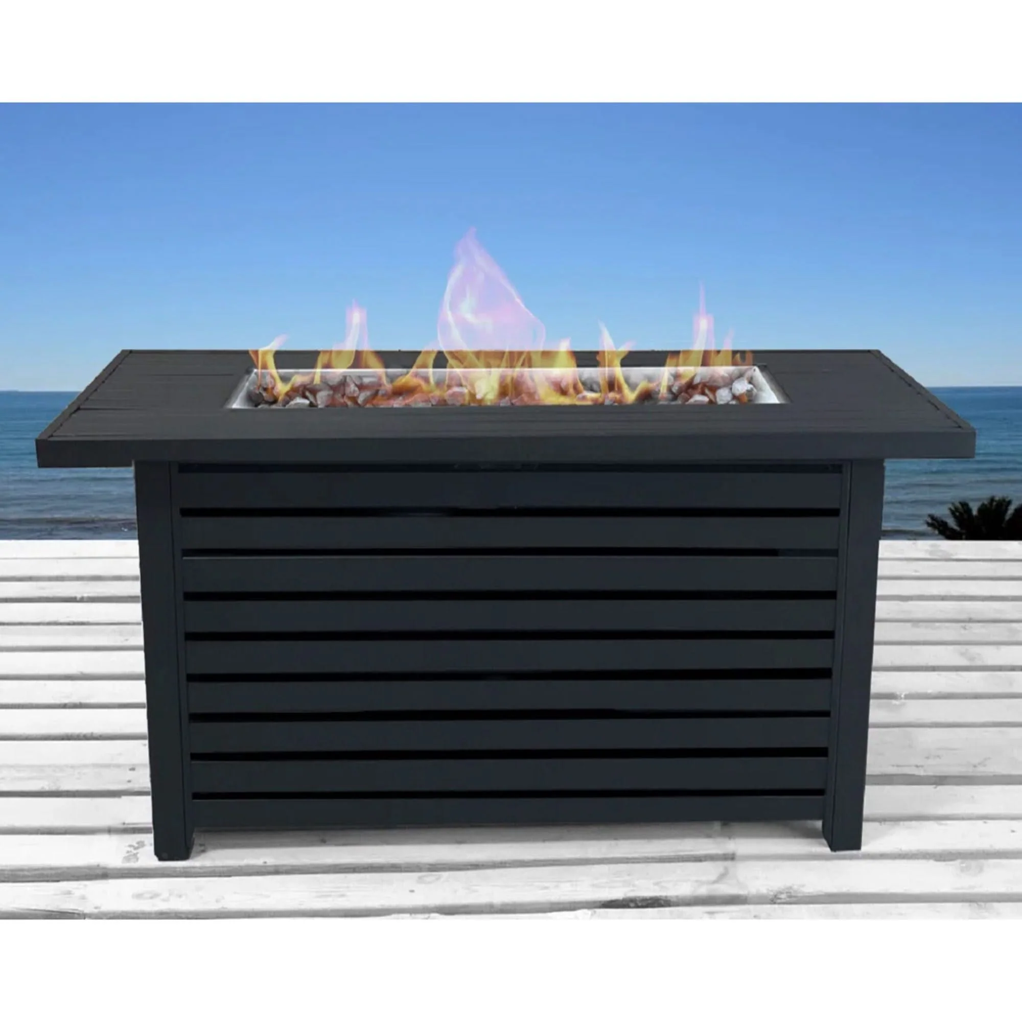 Casselton - Propane / Gas Outdoor Fire Pit Table With Lid - Black - Image 4