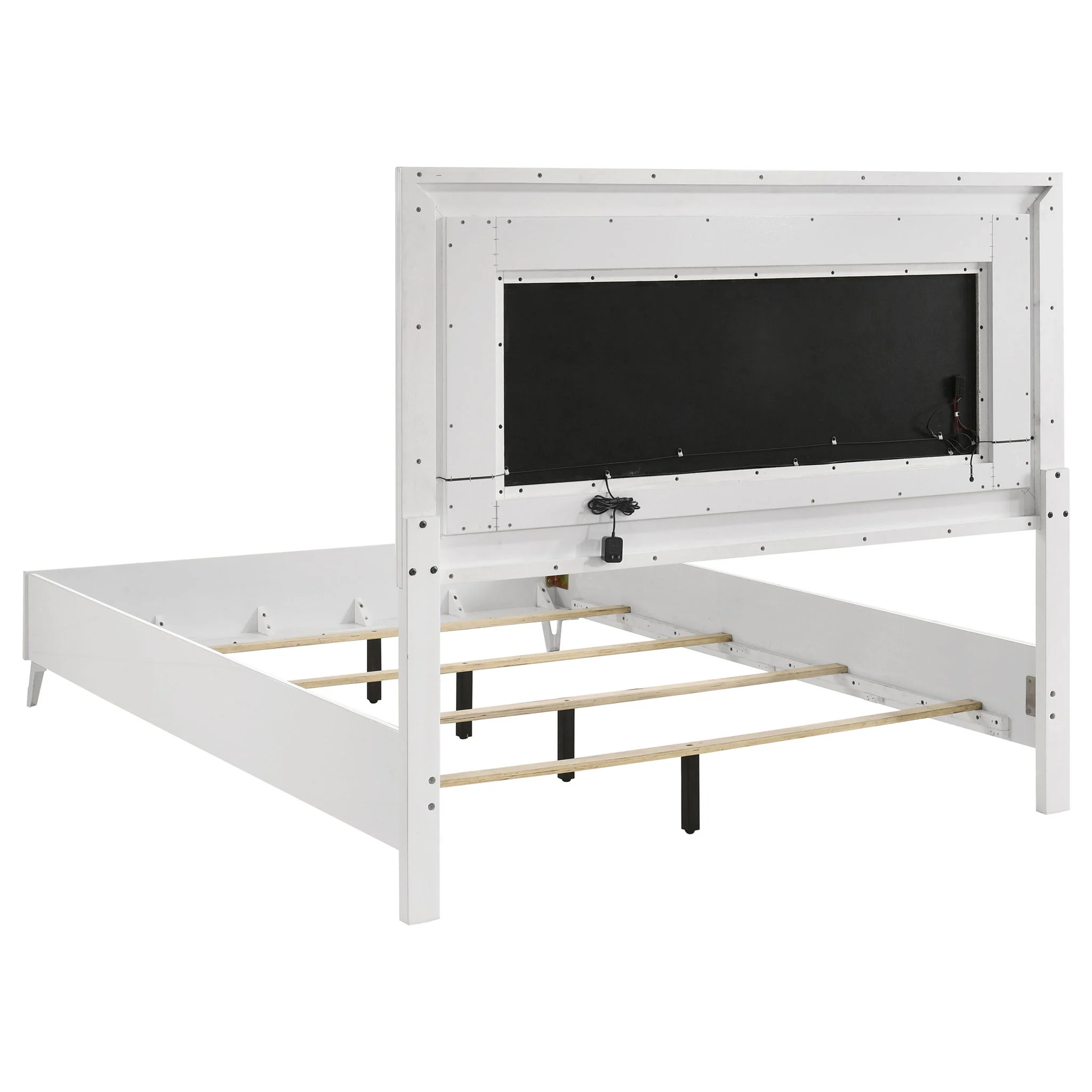 Cassia 4-piece Queen LED Bedroom Set White High Gloss - Image 4