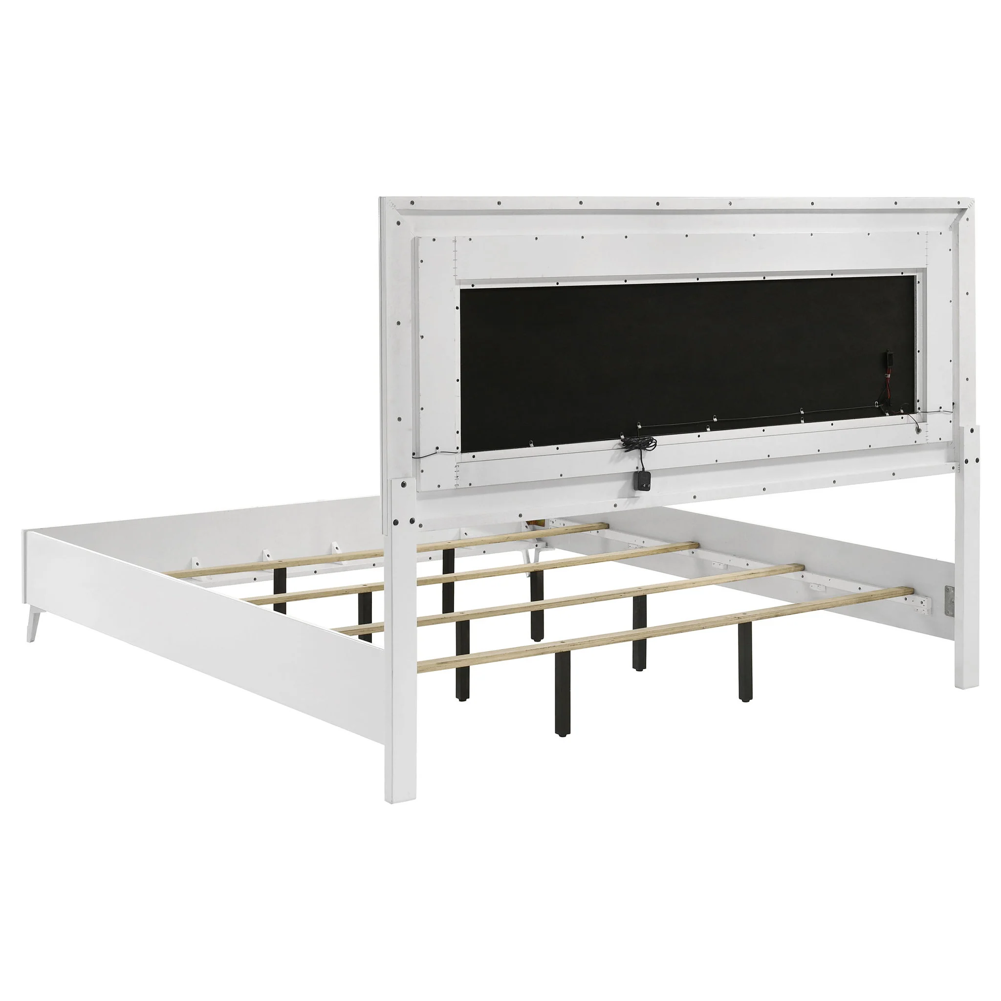 Cassia 5-piece Eastern King LED Bedroom Set White High Gloss - Image 3
