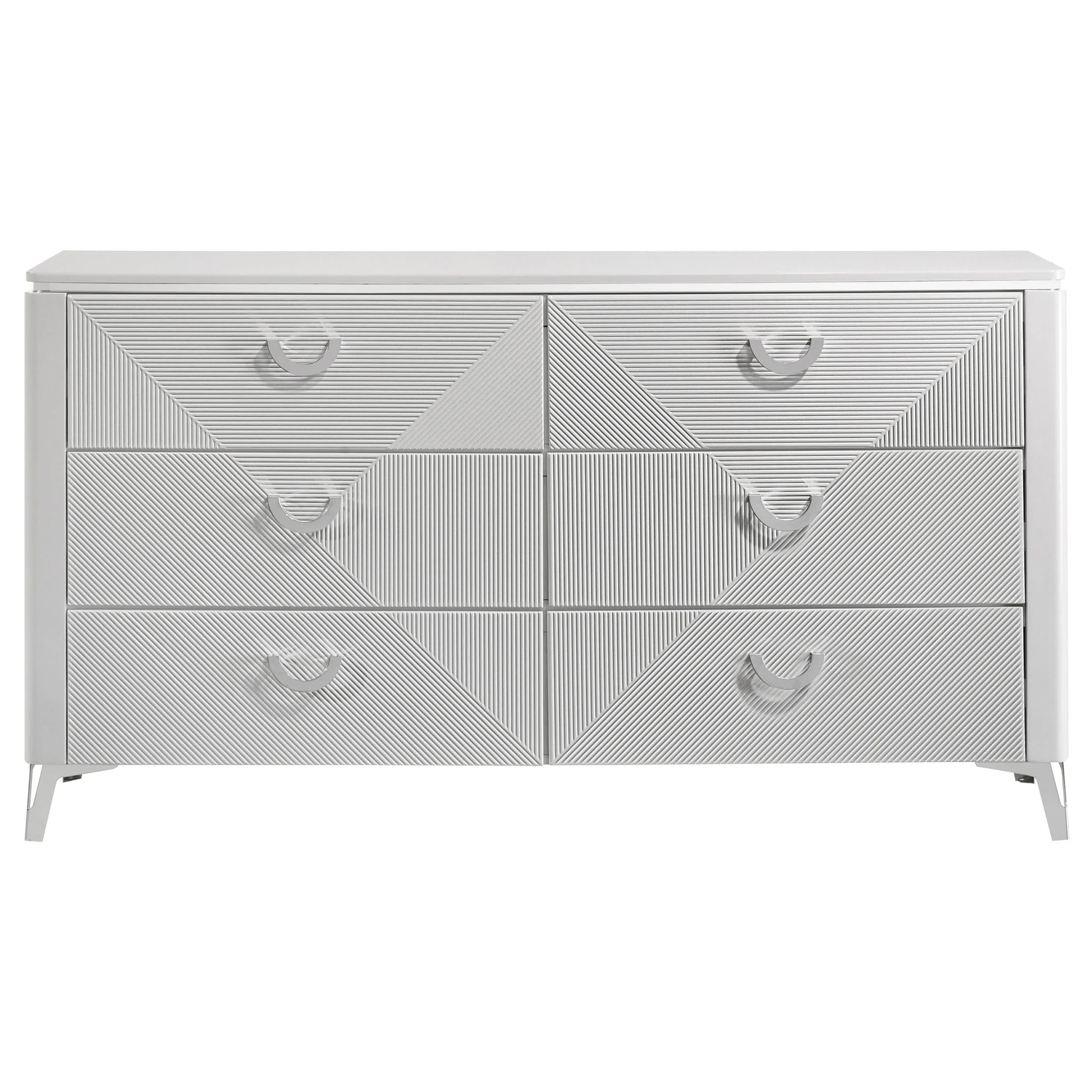Cassia 6-drawer Bedroom Dresser Cabinet White High Gloss - Image 3