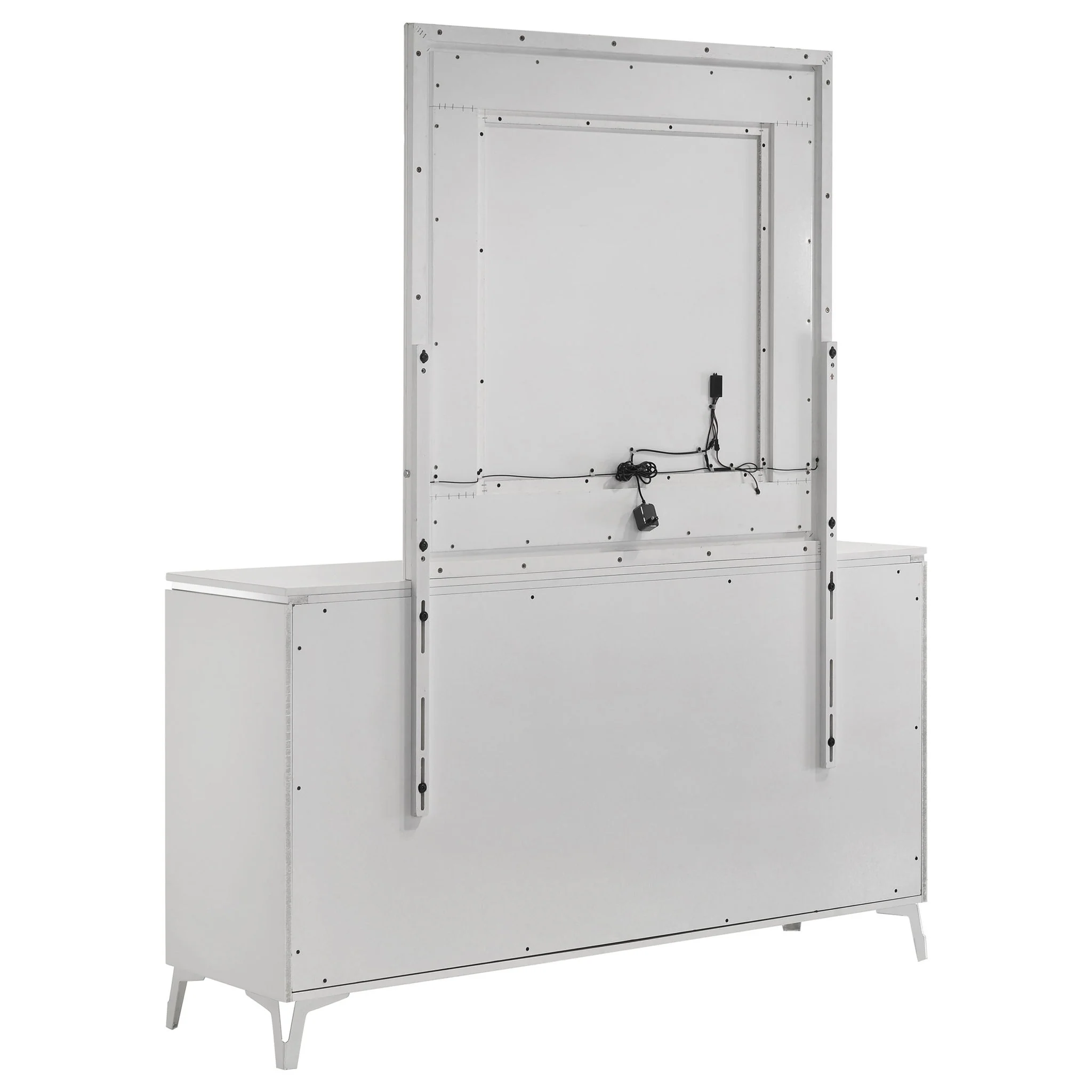 Cassia 6-drawer Dresser Cabinet with Mirror White High Gloss - Image 2