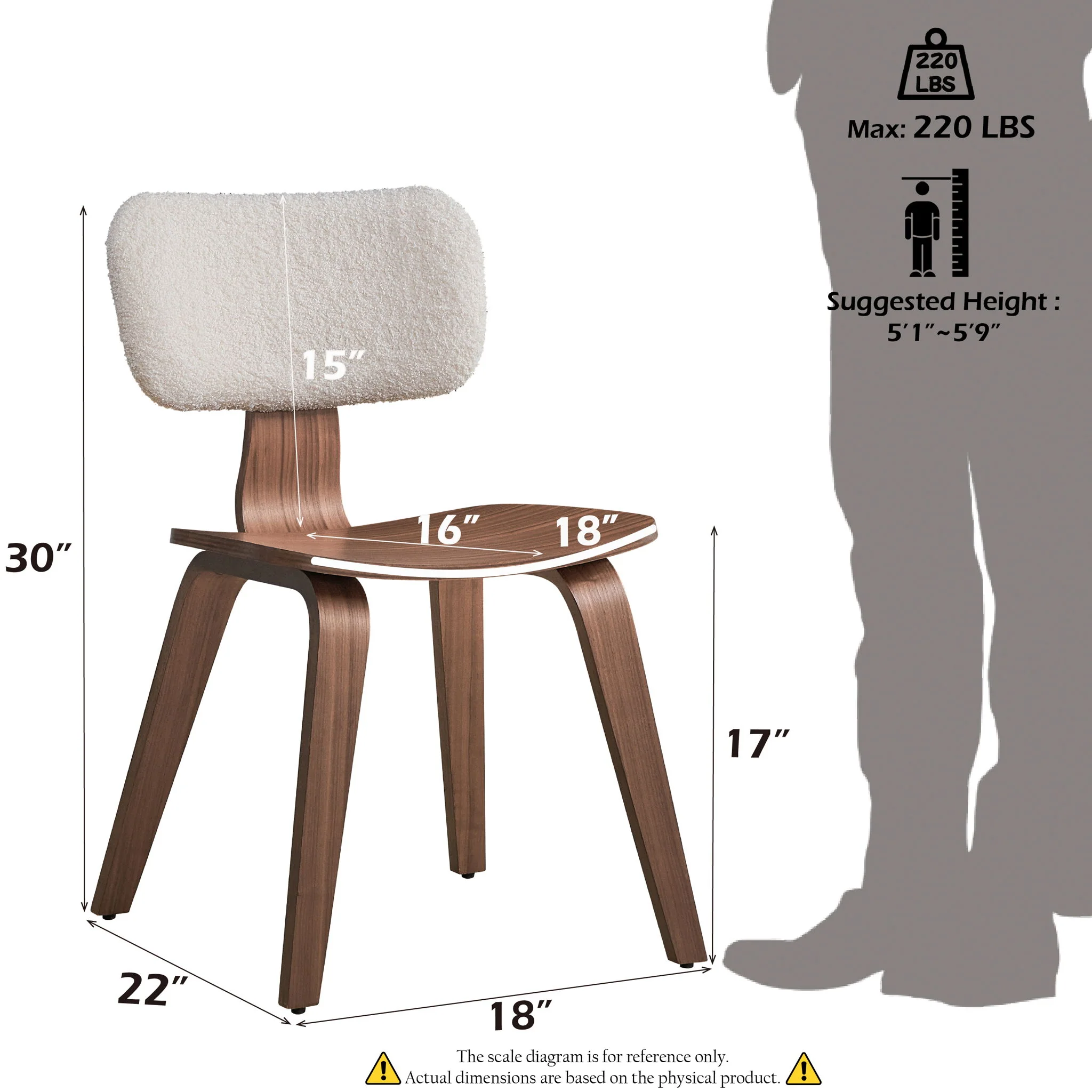 Casson - Boucle 7 Walnut Side Chair (Set of 2) - White / Walnut - Image 4