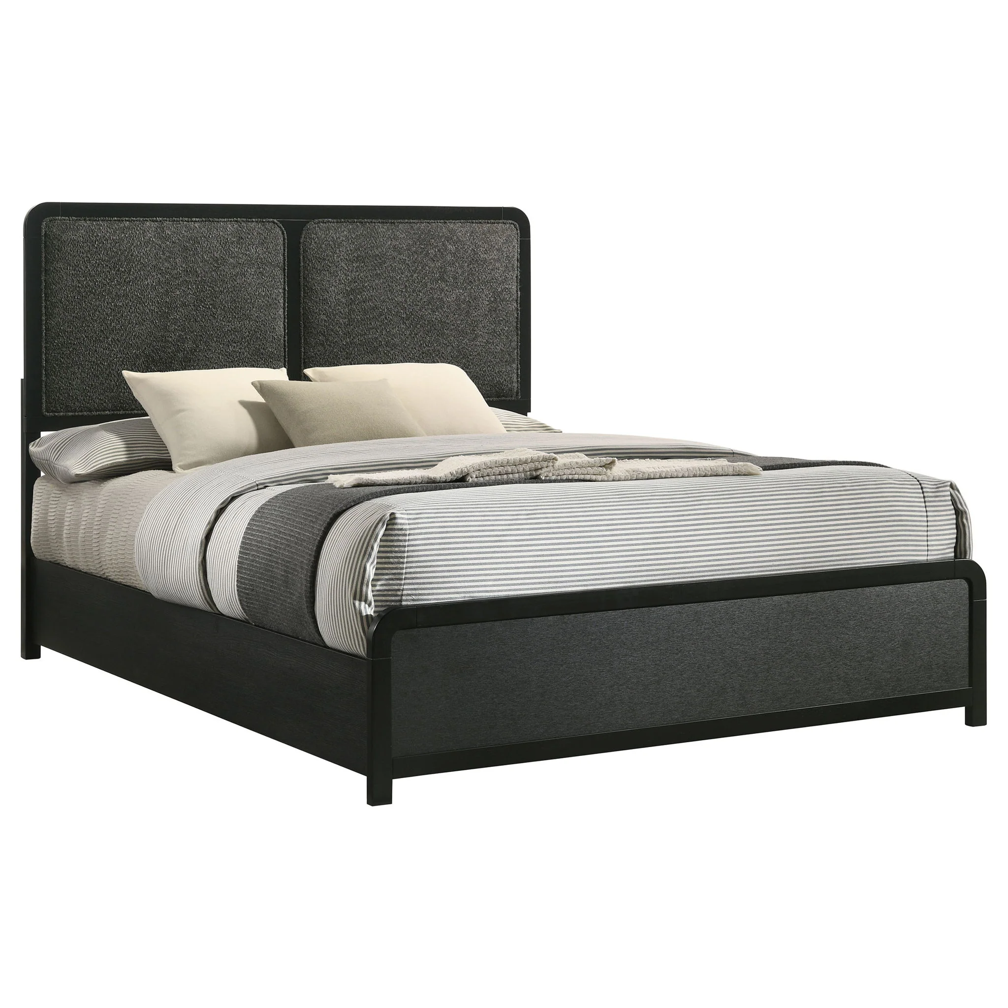 Cavelle 51-inch Upholstered Eastern King Panel Bed Black - Image 3