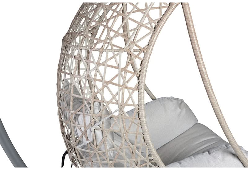 Cayden Beige Outdoor All Weather Hanging Basket Swing Chair - Image 2