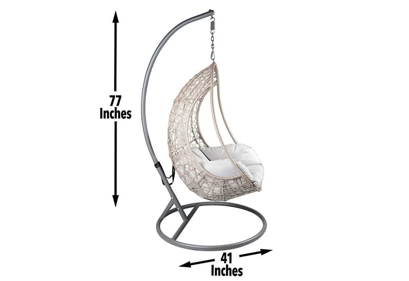 Cayden Beige Outdoor All Weather Hanging Basket Swing Chair - Image 3