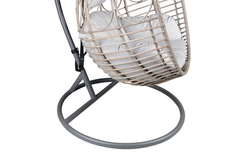 Cayden Beige Outdoor All Weather Hanging Basket Swing Chair - Image 4