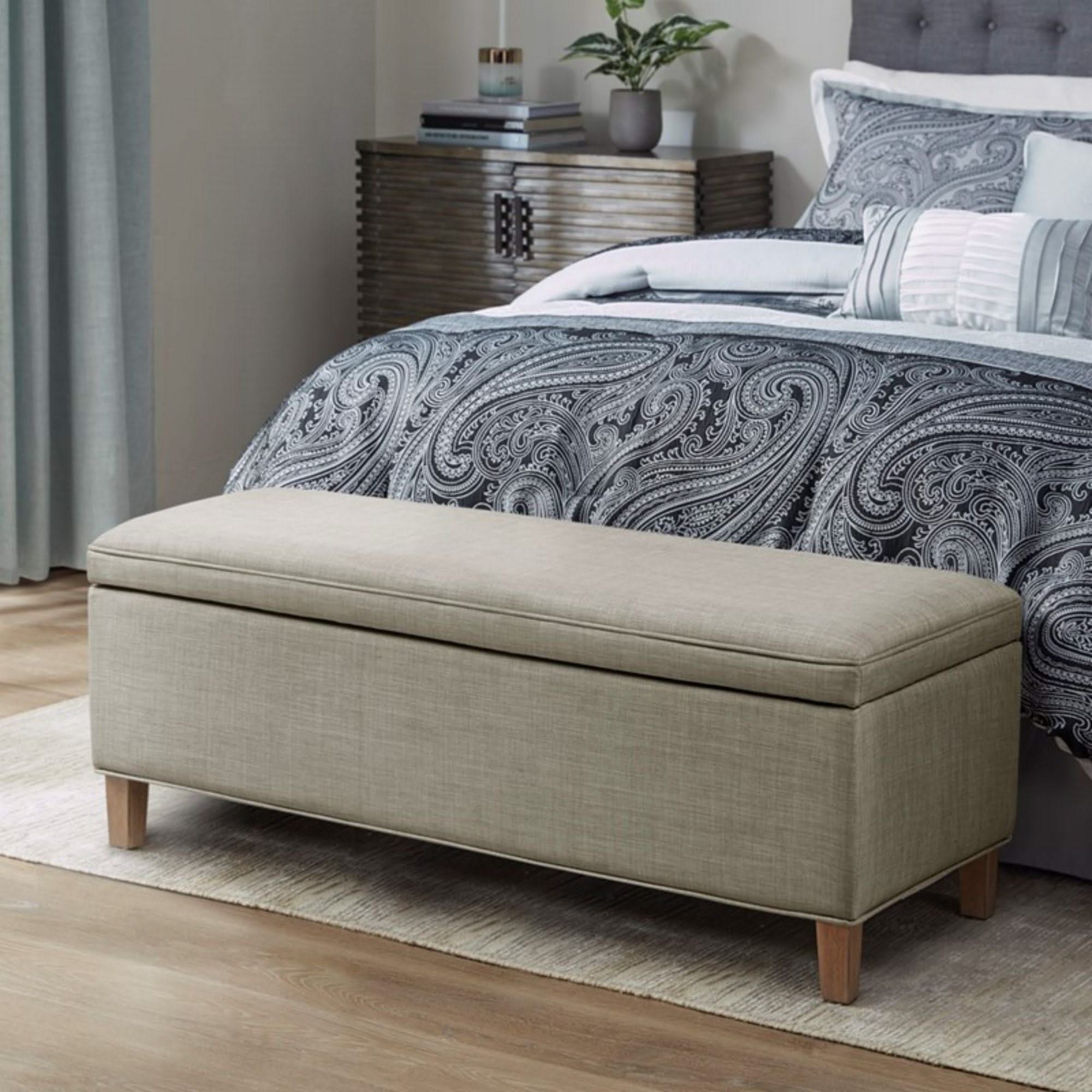 Caymus - Rectangular Soft Close Storage Bench - Light Gray - Image 3